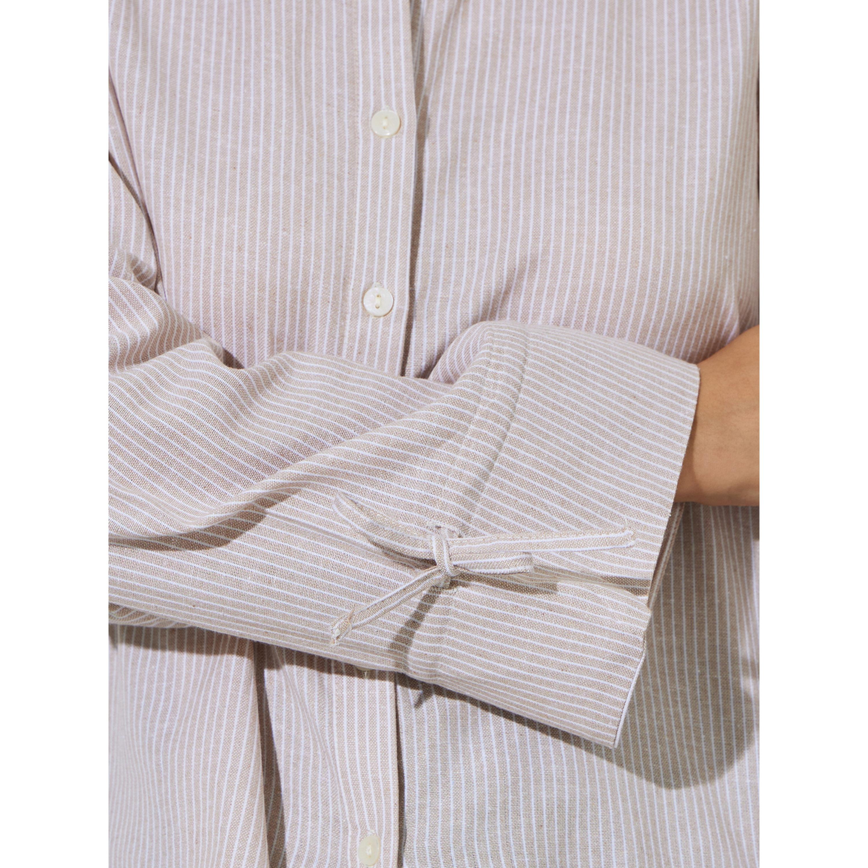 Styli Beige Striped Tie-Up Detail Long Sleeves Regular Fit Shirt-women-clothing-shirtsandblouses-shirts-image-5