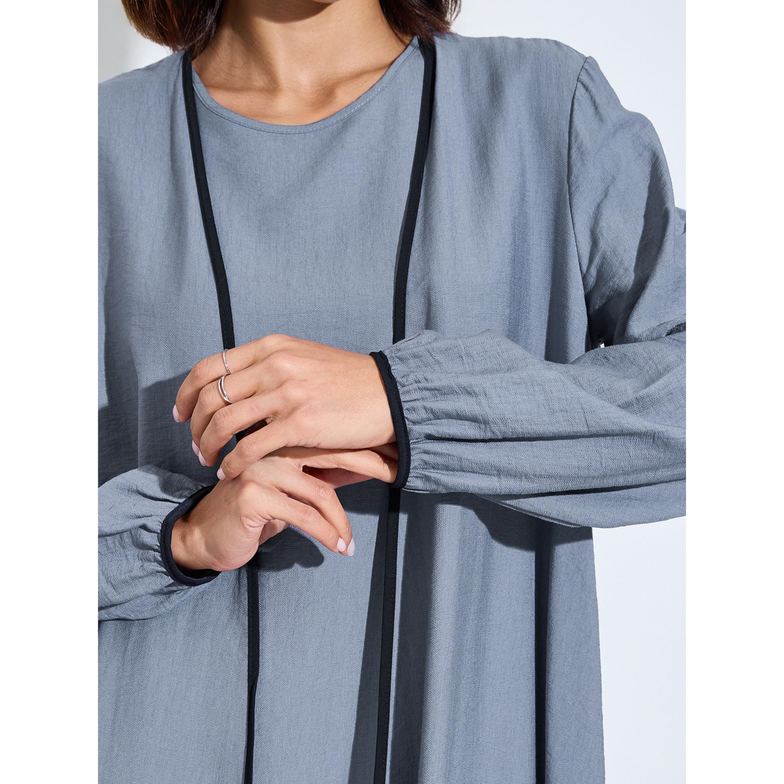 Styli Grey Solid Asymmetric Hem Abaya and Dress Modest Set-women-arabicclothing-sets-image-6