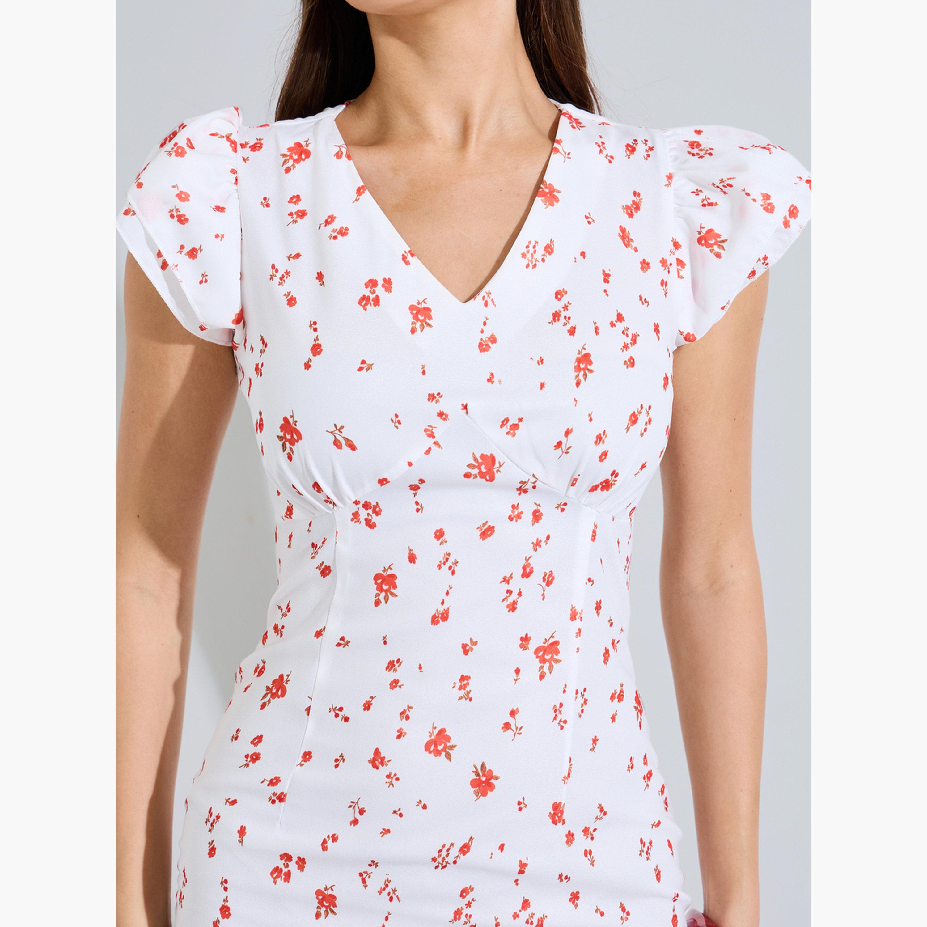 Styli White Floral Print Sleeveless Flare Midi Dress-women-clothing-dresses-image-5
