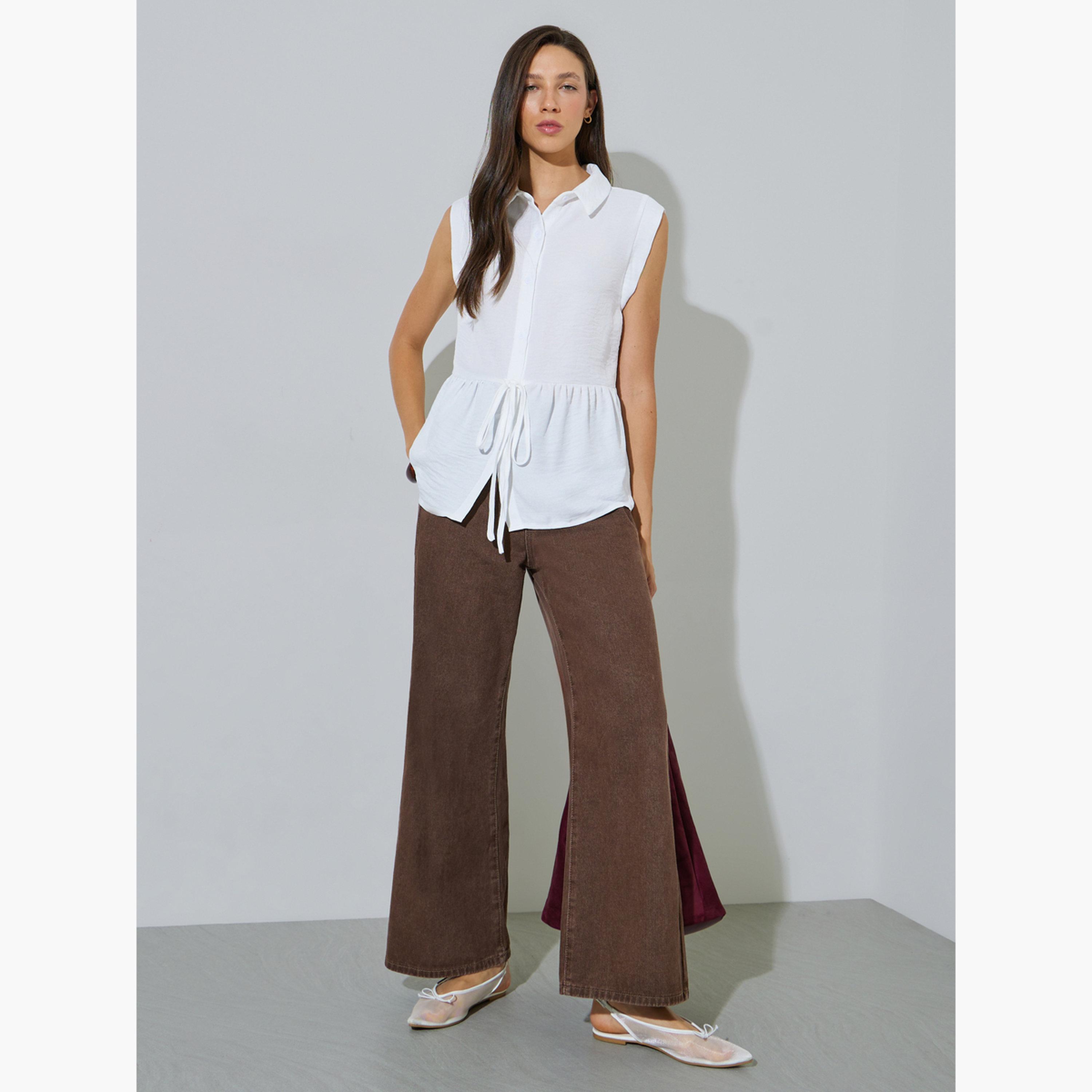 Styli White Sleeveless Tie-Detail Shirt-women-clothing-shirtsandblouses-blouses-image-2