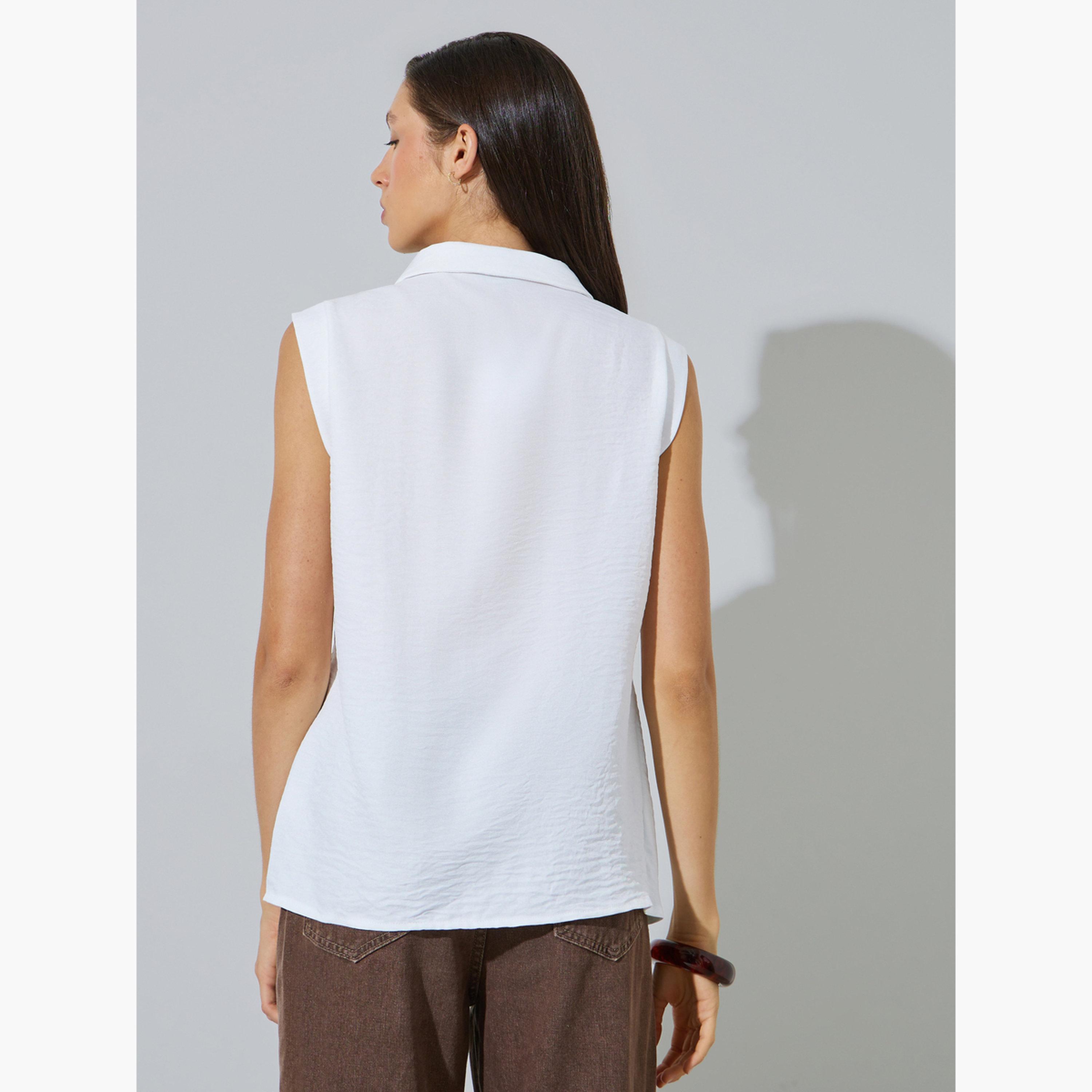 Styli White Sleeveless Tie-Detail Shirt-women-clothing-shirtsandblouses-blouses-image-4