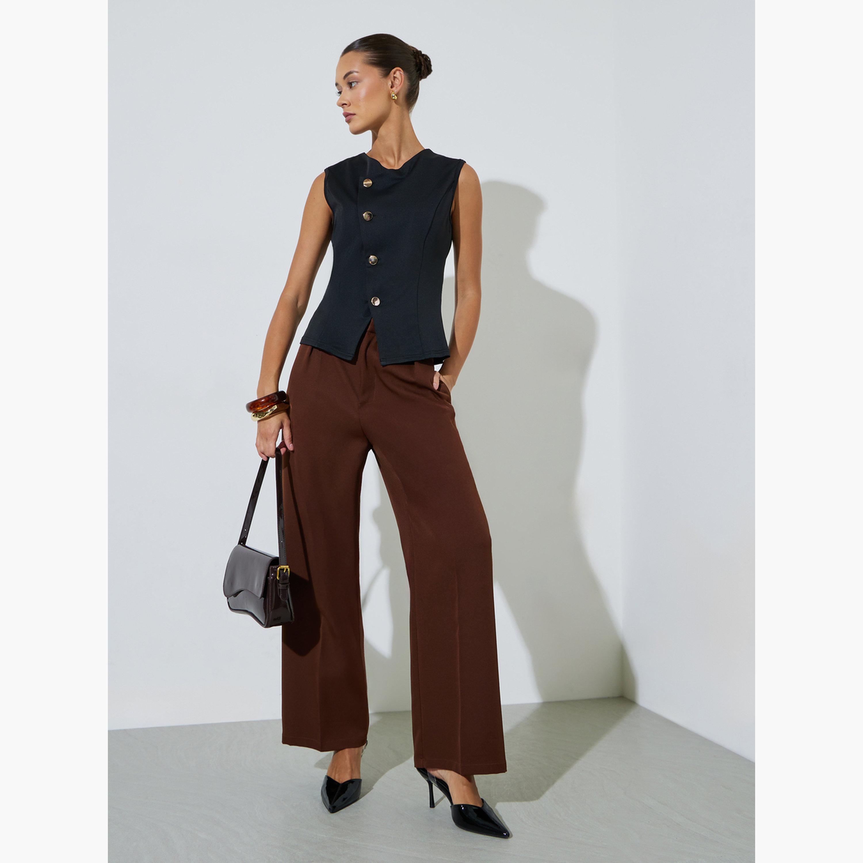 Styli Black Asymmetrical Placket Tank Top-women-clothing-shirtsandblouses-blouses-image-2