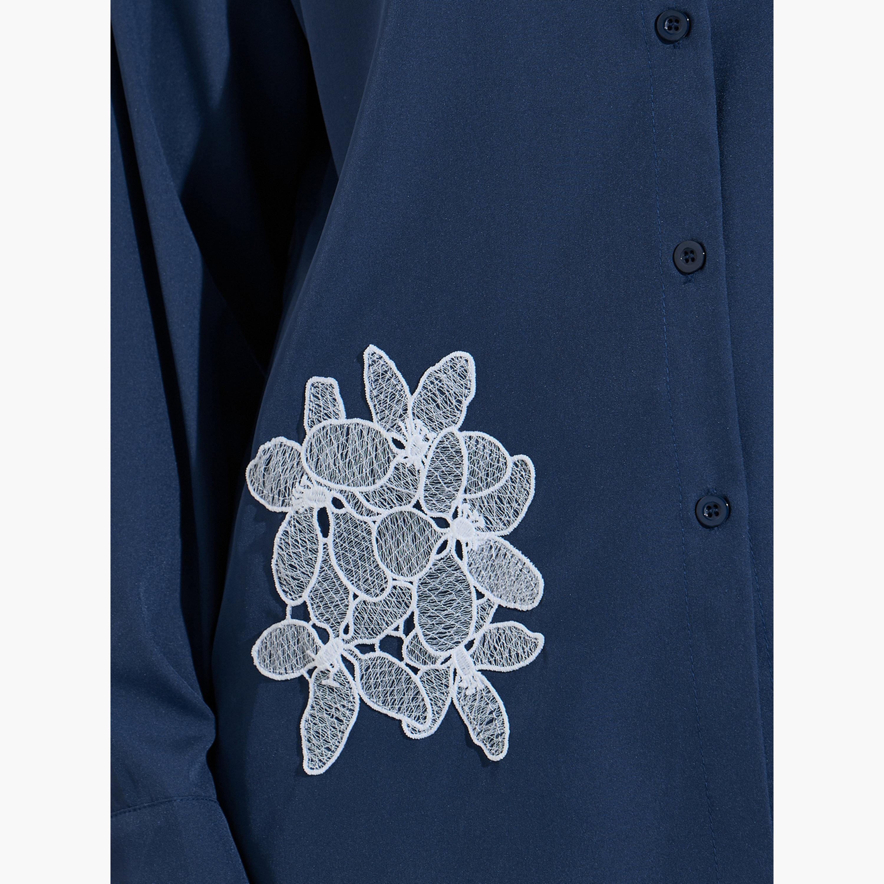 قميص بأكمام طويلة وتطريز لون أزرق-women-clothing-shirtsandblouses-shirts-image-6