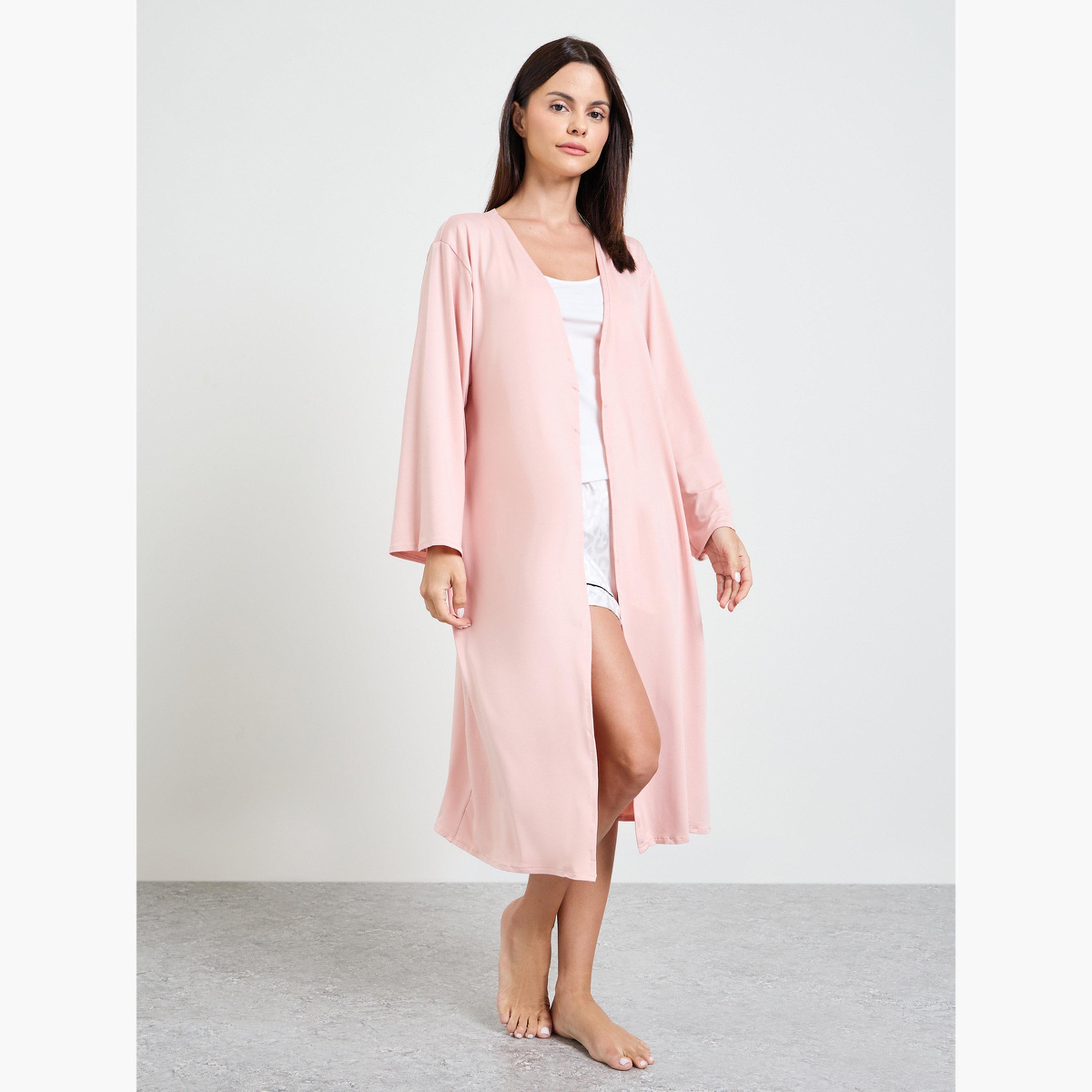 Take Two Pink Long Sleeve Nightwear Robe-women-clothing-nightwear-robes-image-2
