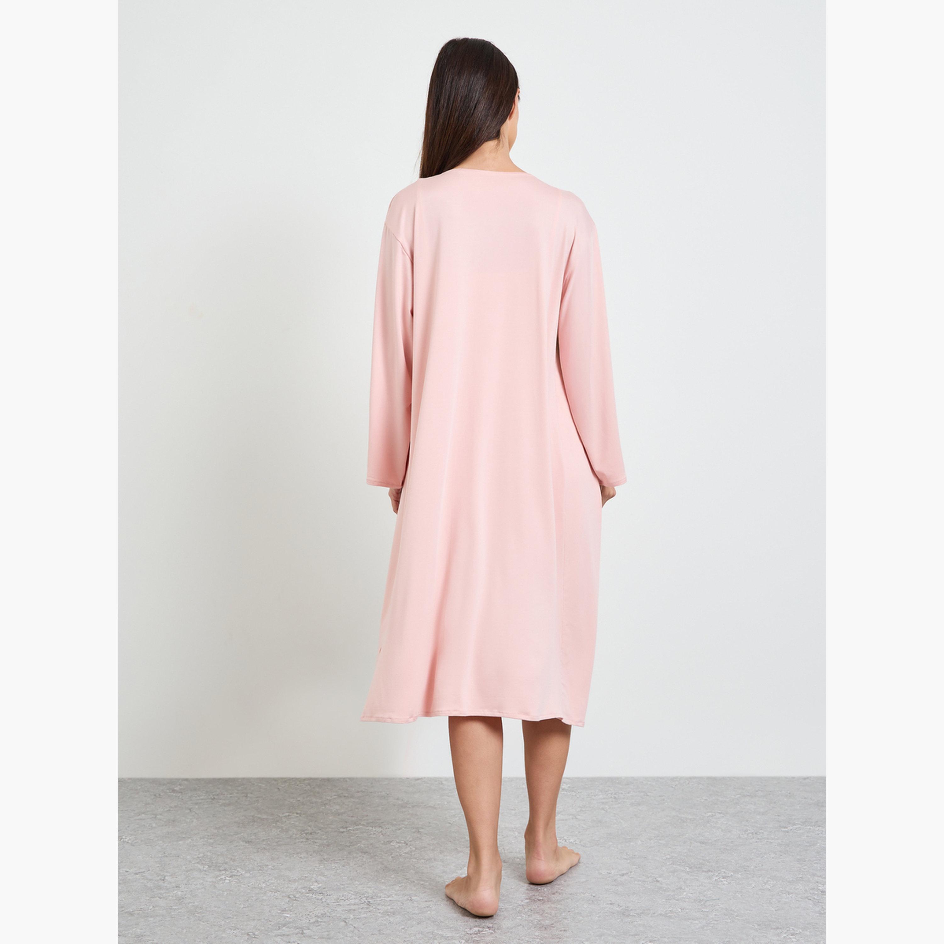 Take Two Pink Long Sleeve Nightwear Robe-women-clothing-nightwear-robes-image-3