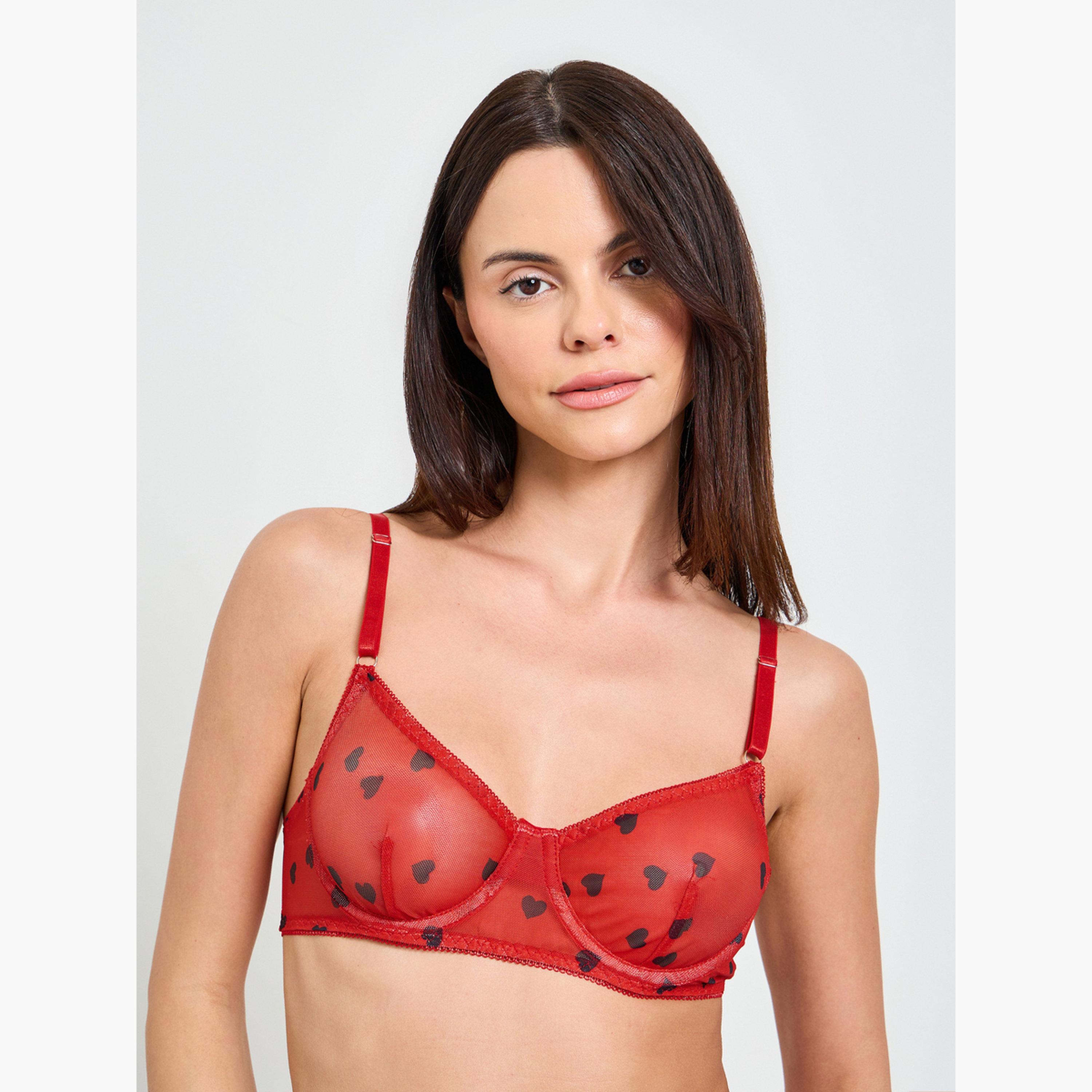 Take Two Red Heart Print Wired Bra and Thong Lingerie Set-women-clothing-lingerie-lingeriesets-image-2