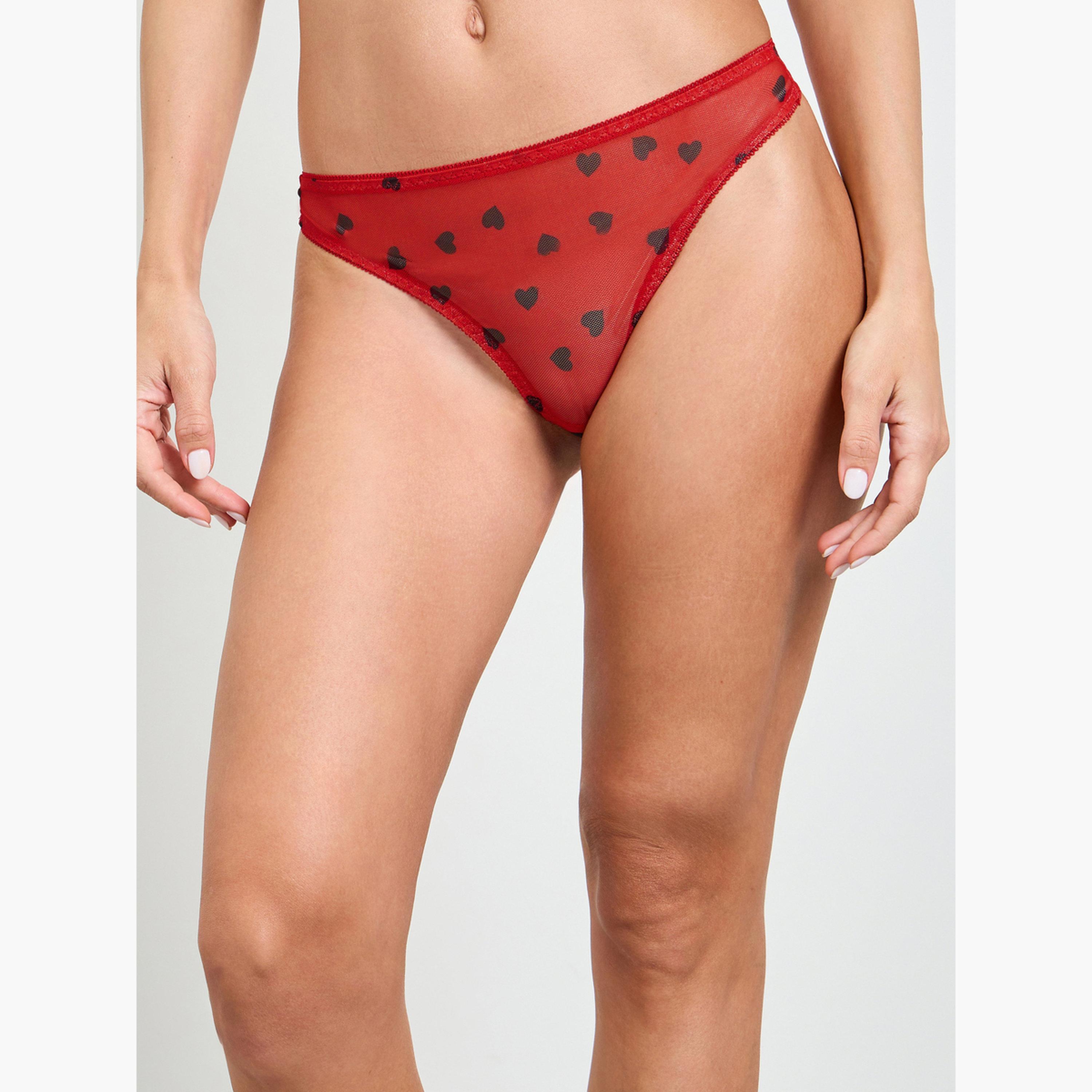 Take Two Red Heart Print Wired Bra and Thong Lingerie Set-women-clothing-lingerie-lingeriesets-image-4