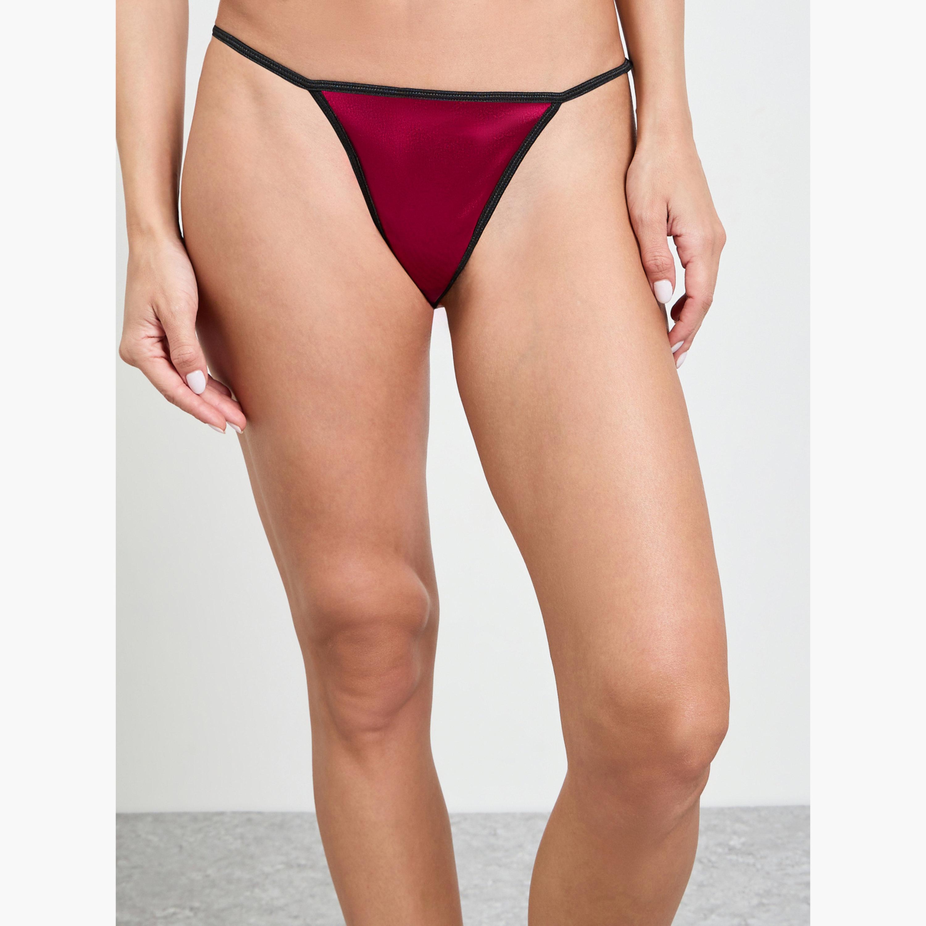 Take Two Burgundy Lace Trim Wired Corset and Thong Lingerie Set-women-clothing-lingerie-lingeriesets-image-4