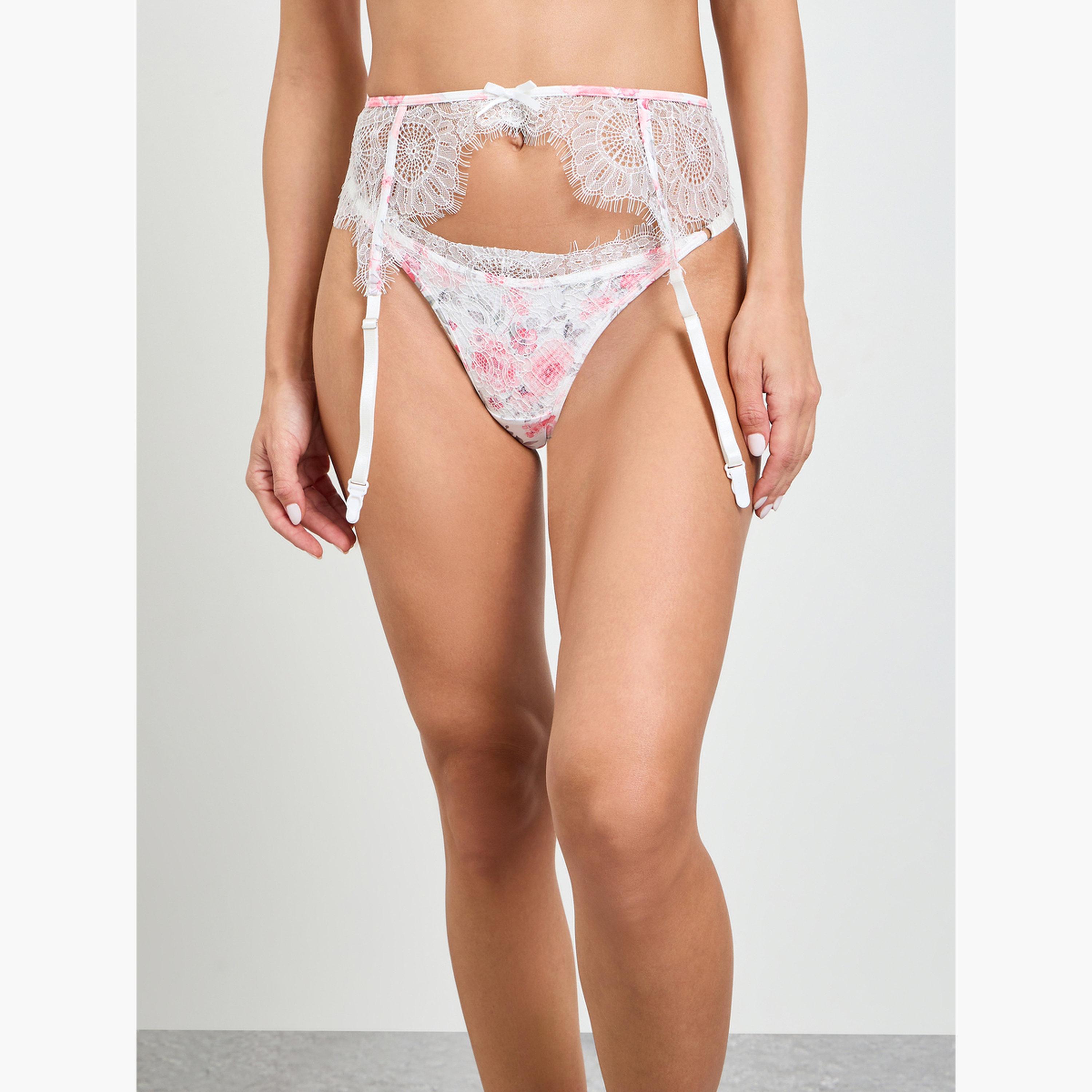 طقم لانجري من 3 قطع براليت دانتيل بنقشة زهور مع ثونغ وحمالات-women-clothing-lingerie-lingeriesets-image-4
