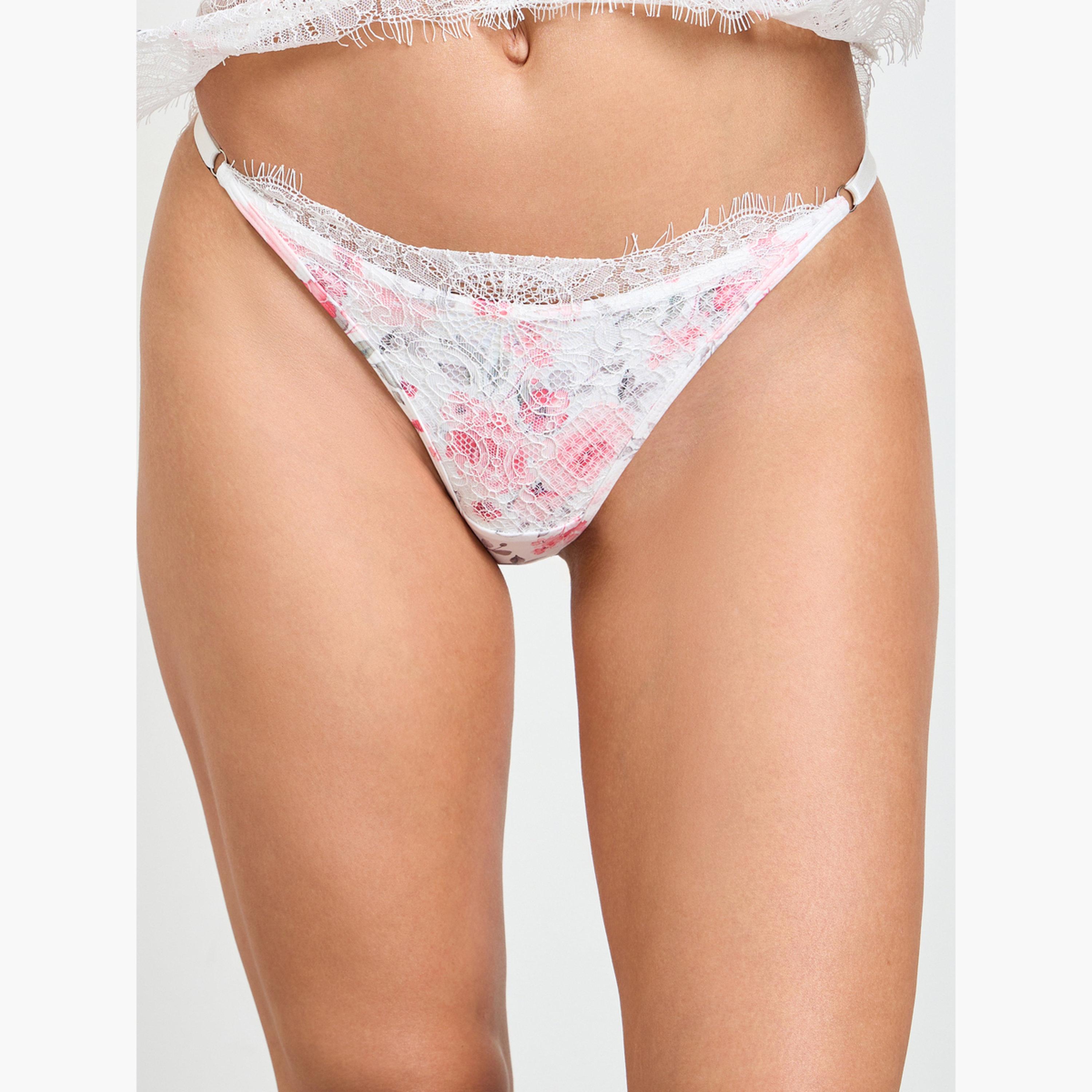 طقم لانجري من 3 قطع براليت دانتيل بنقشة زهور مع ثونغ وحمالات-women-clothing-lingerie-lingeriesets-image-5