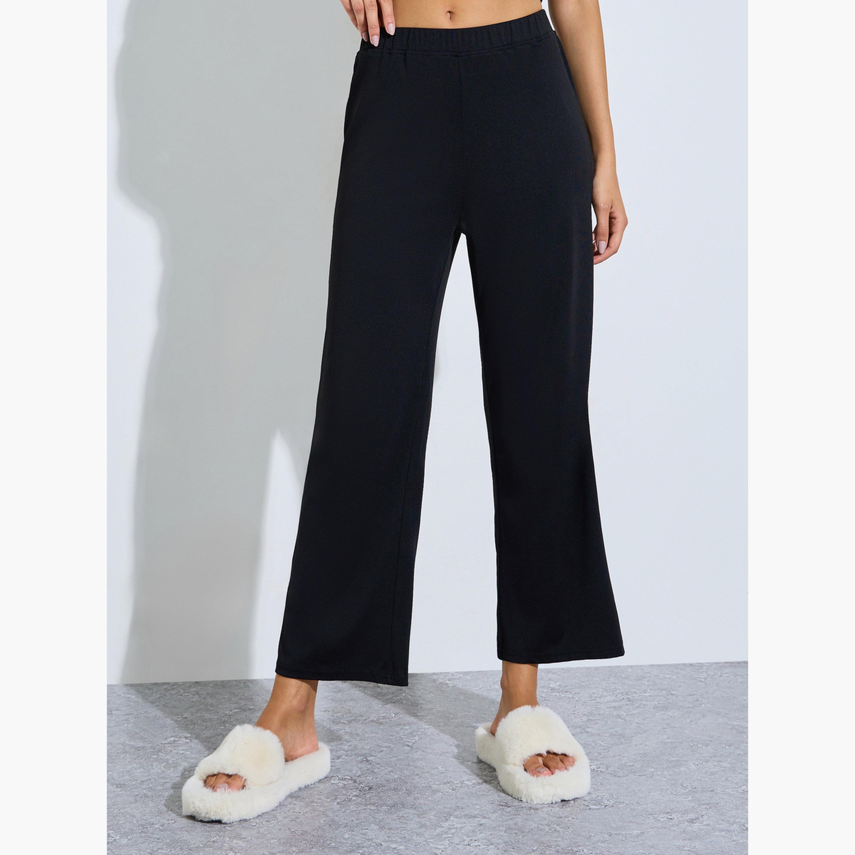 Styli Black Crop Ringer T-Shirt and Pyjama Set-women-clothing-nightwear-pyjamas-longsets-image-4