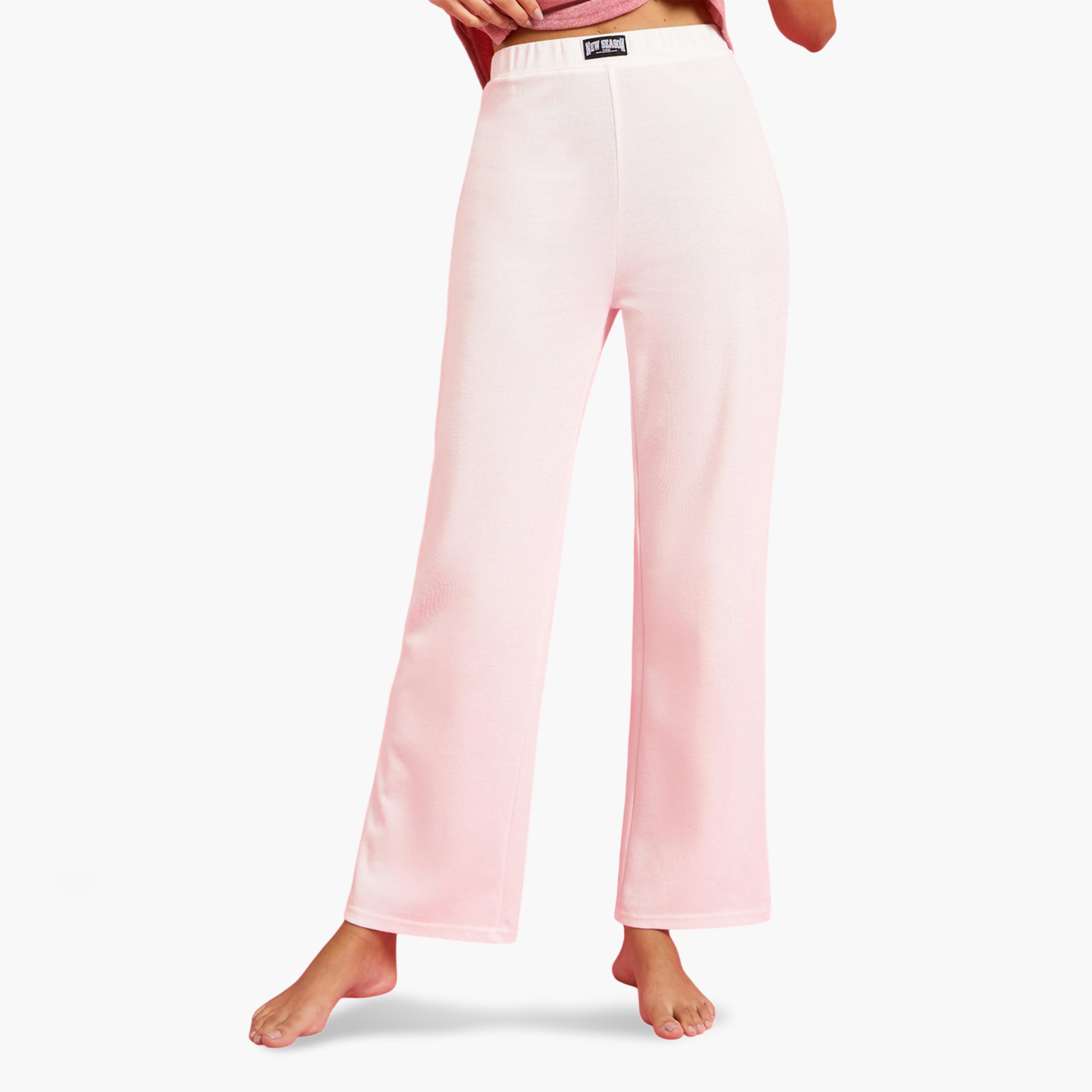 Styli Pink Crop Ringer T-Shirt and Pyjama Set-women-clothing-nightwear-pyjamas-longsets-image-4