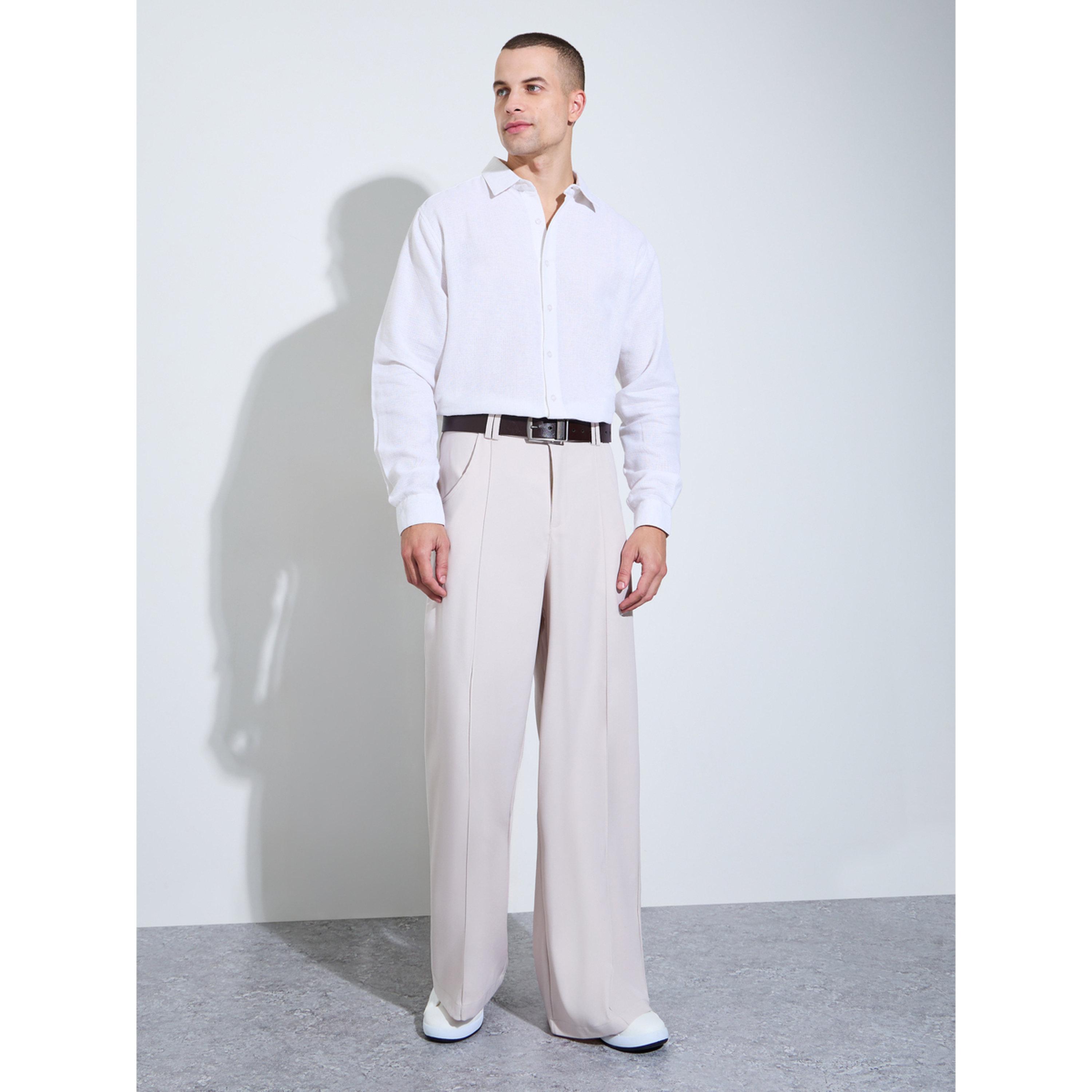 بنطال بأرجل واسعة ودرزة وسطى باللون الكريمه-men-clothing-trousersandchinos-trousers-image-2