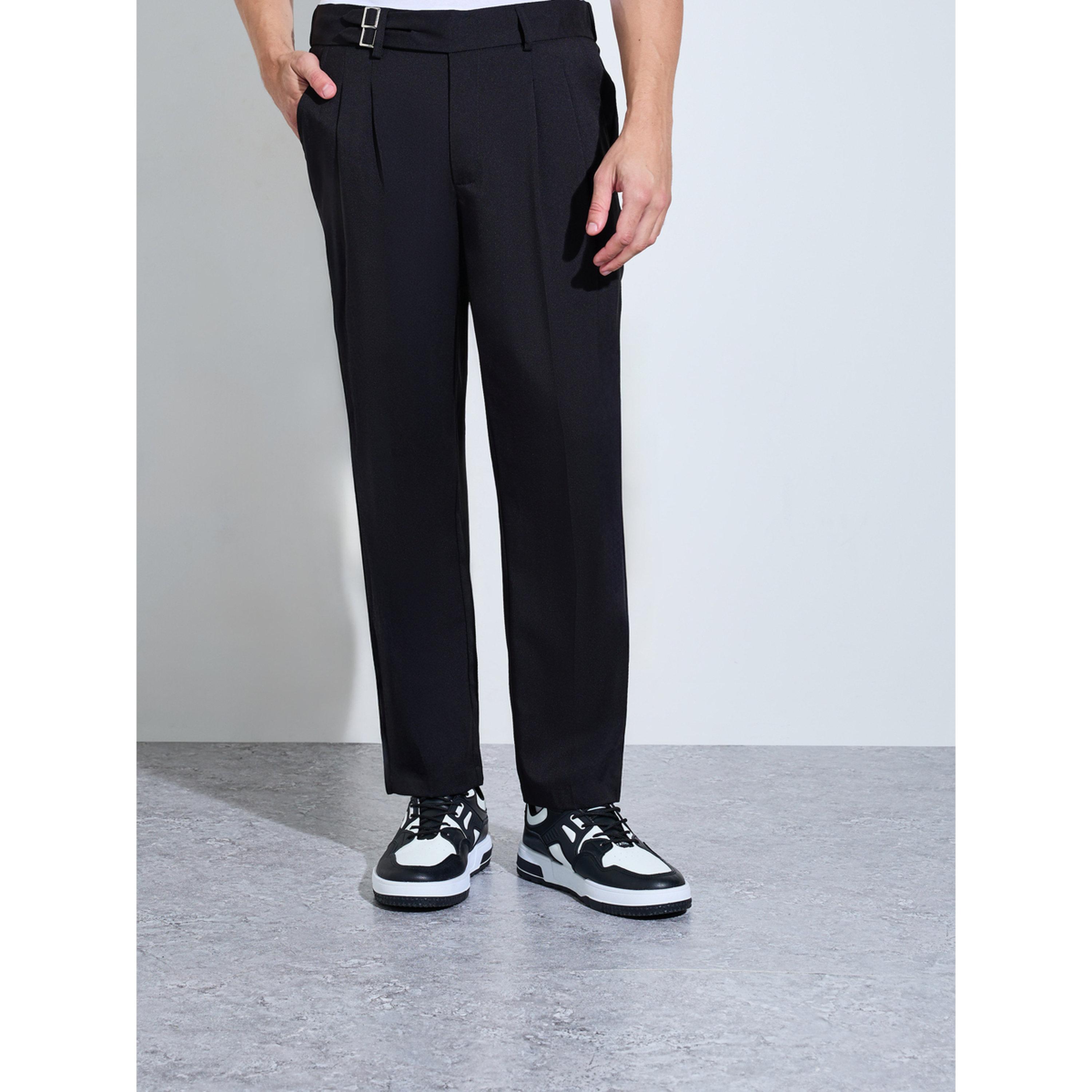 Take Two Black Fold Pleat Casual Trousers-men-clothing-trousersandchinos-trousers-image-3