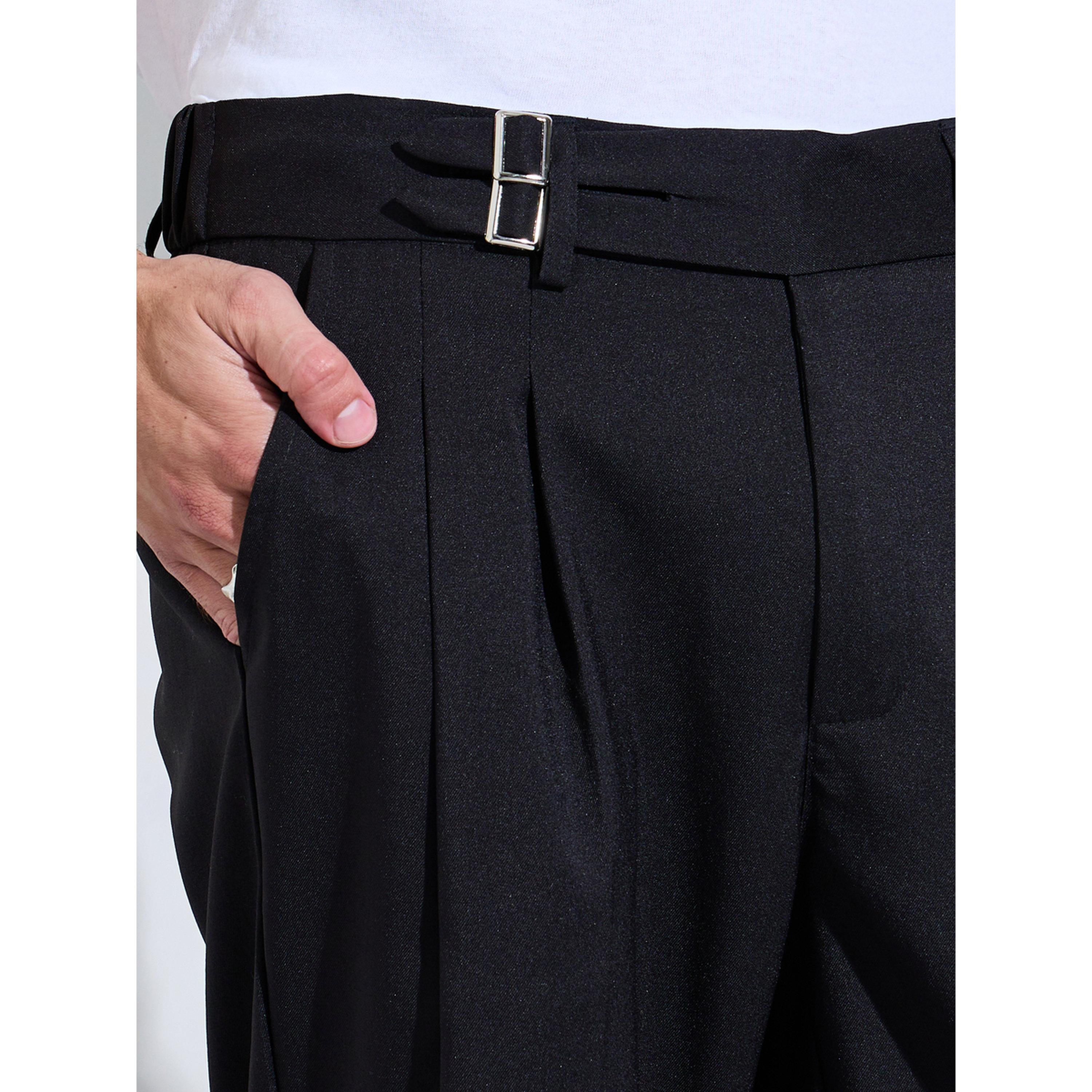 Take Two Black Fold Pleat Casual Trousers-men-clothing-trousersandchinos-trousers-image-4