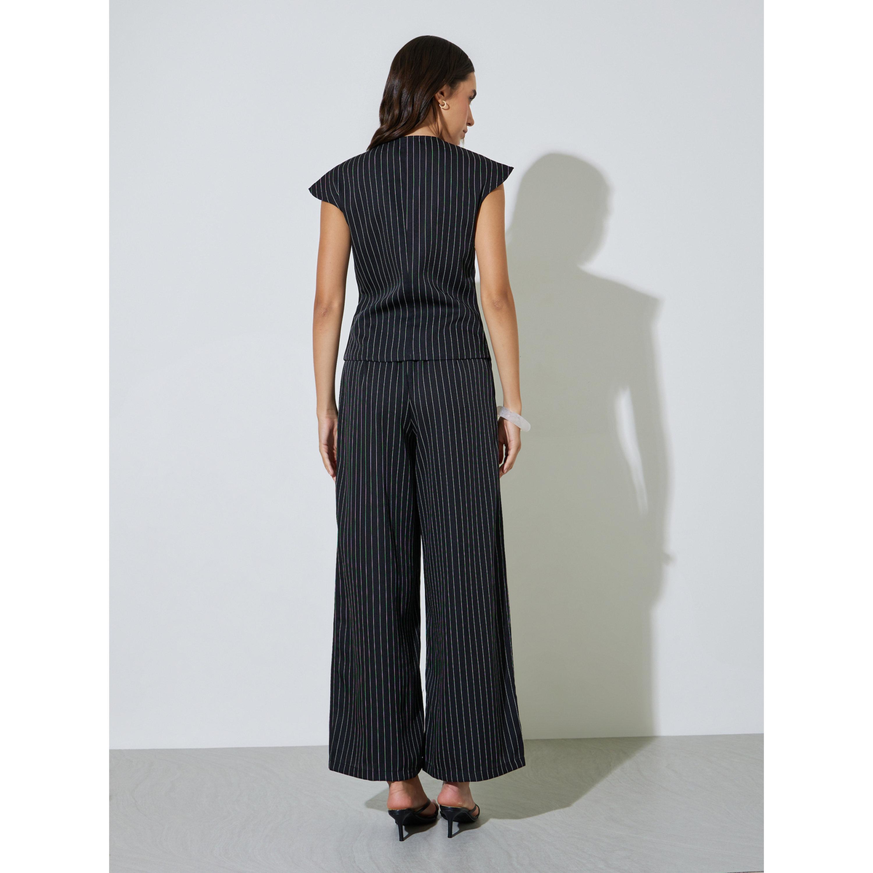 Take Two Black Pinstripe Waistcoat and Wide-Leg Co-Ord Set-women-clothing-coordsets-image-4