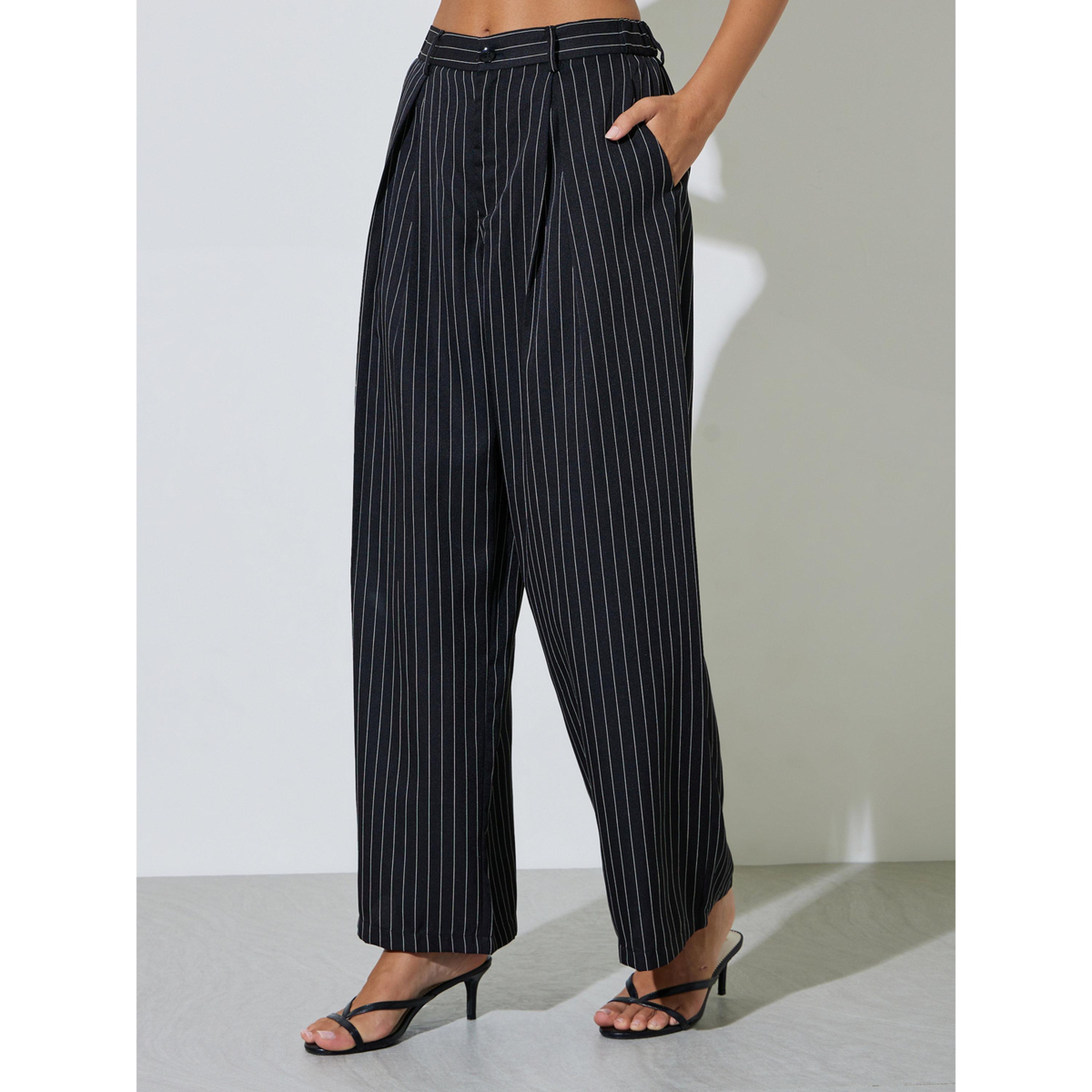 Take Two Black Pinstripe Waistcoat and Wide-Leg Co-Ord Set-women-clothing-coordsets-image-5