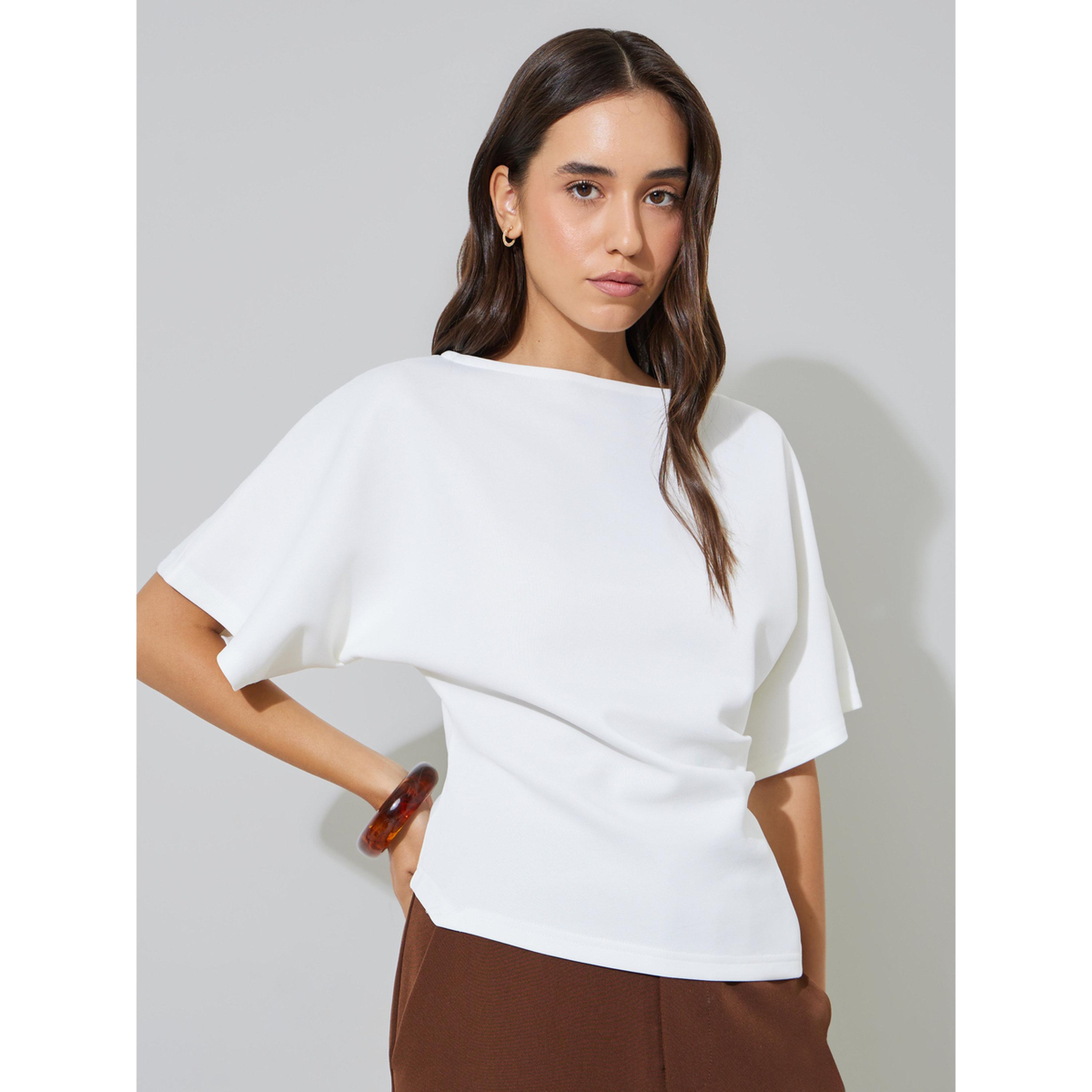 Take Two White Short Sleeve Knit Top-women-clothing-shirtsandblouses-blouses-image-1