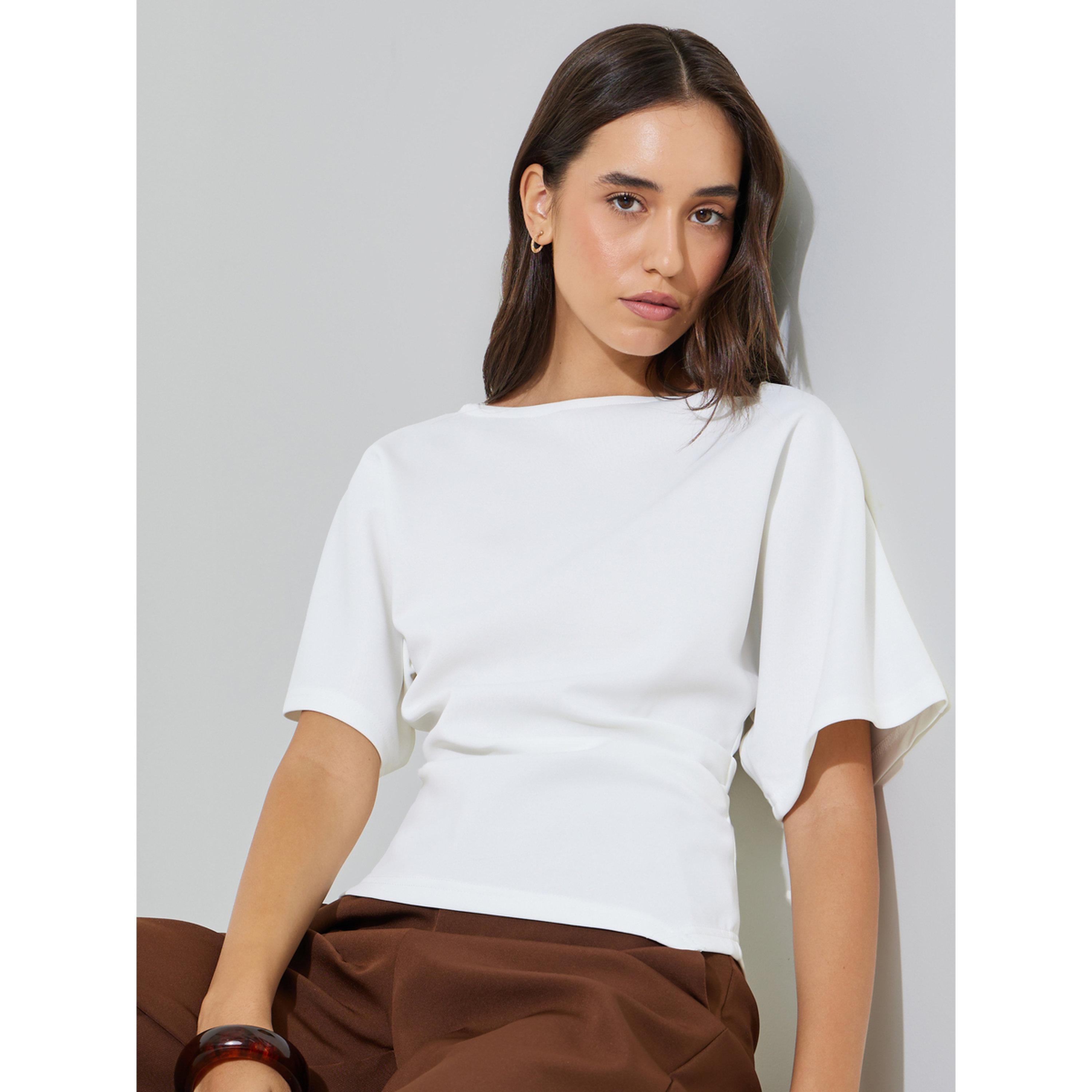 Take Two White Short Sleeve Knit Top-women-clothing-shirtsandblouses-blouses-image-4
