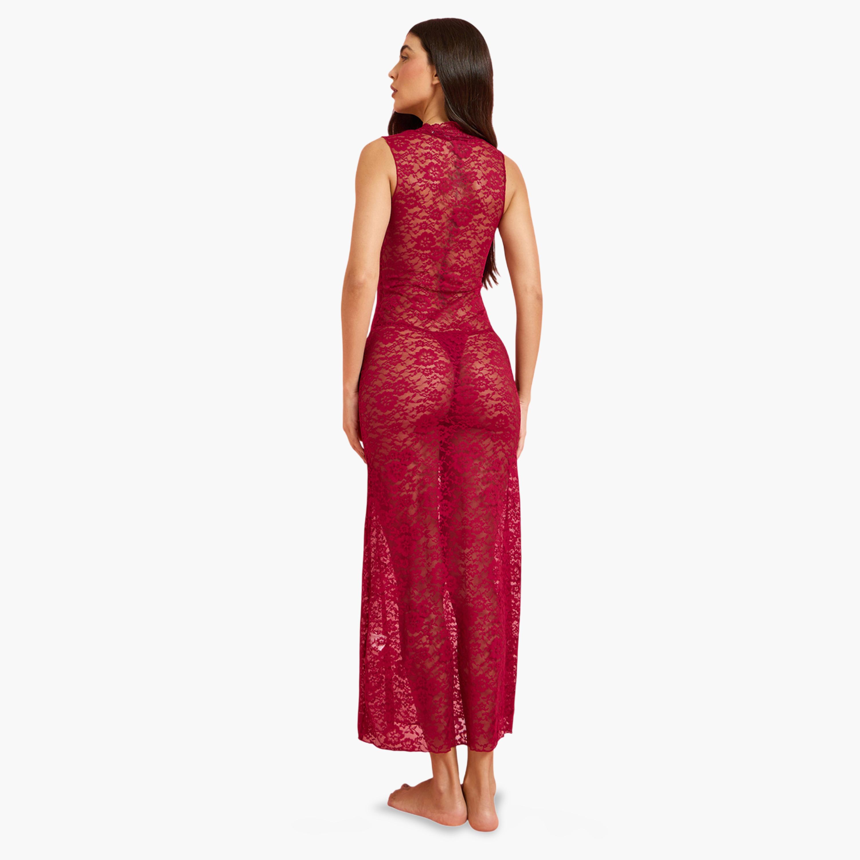 قميص نوم ضيق بتفاصيل دانتيل مع سراويل داخلية-women-clothing-lingerie-babydollsandbodysuits-image-4