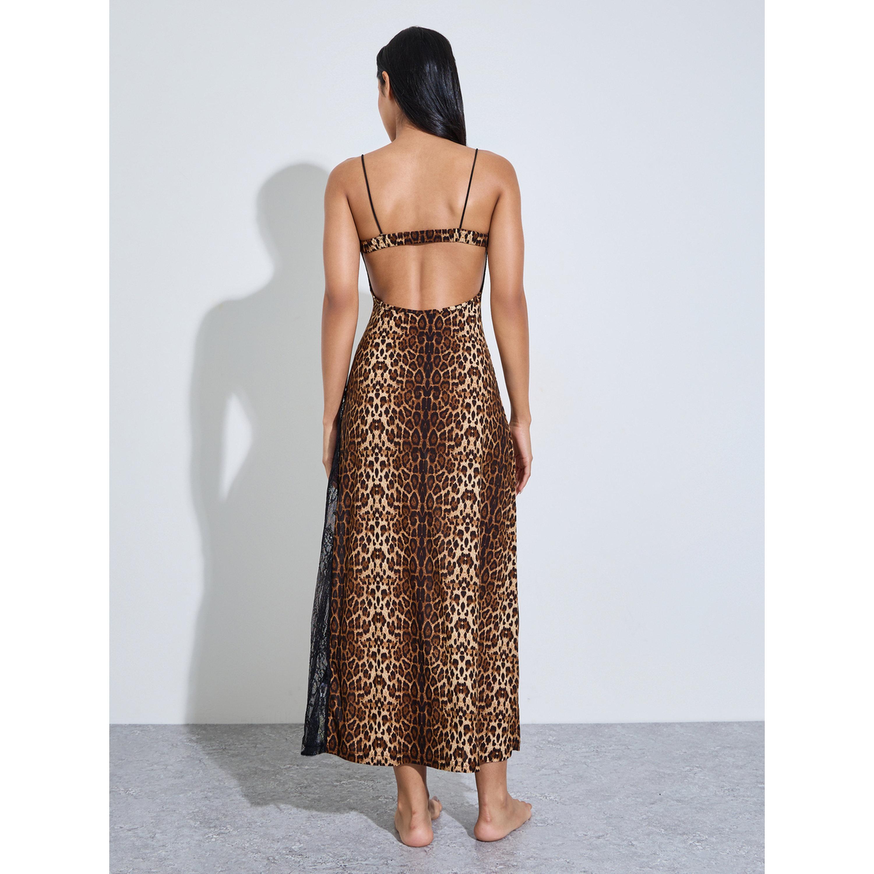 Styli Brown Leopard Print Lace Details Maxi Slip Dress-women-clothing-lingerie-babydollsandbodysuits-image-3