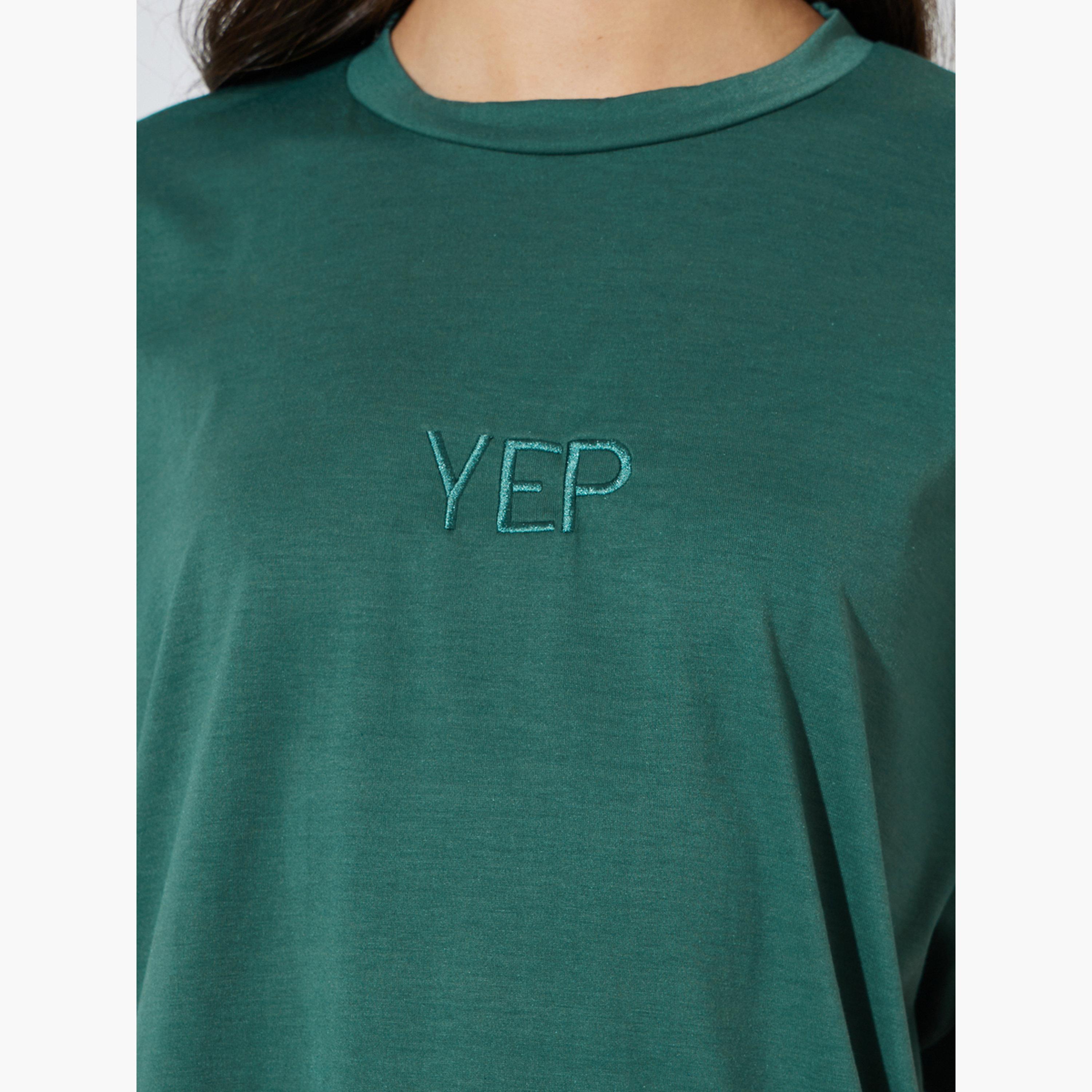 ستايلي - تيشيرت أخضر واسع برقبة دائرية-women-clothing-tshirts-image-5