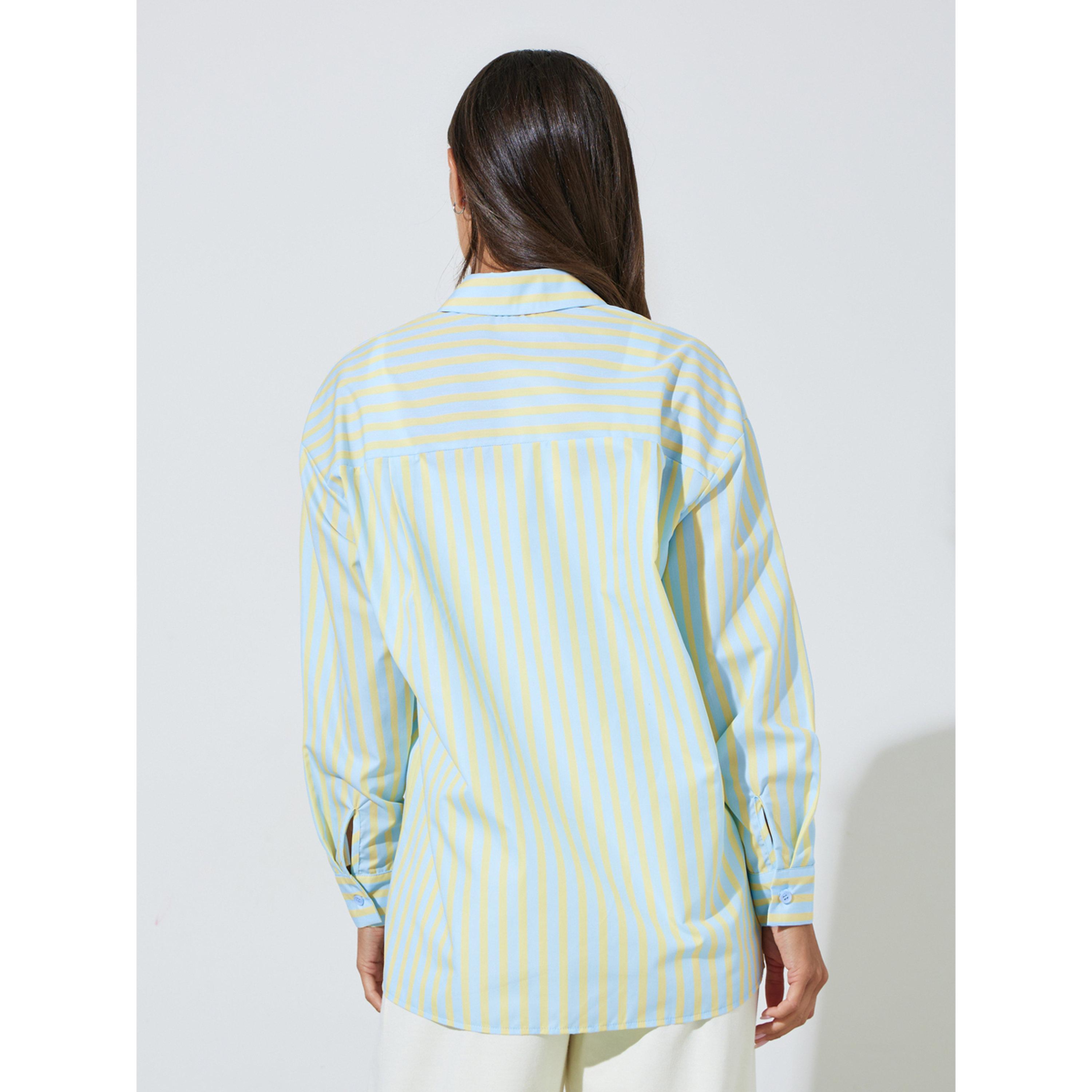بلوزة طويلة واسعة بأكمام طويلة ومخططة متعددة الألوان-women-clothing-shirtsandblouses-shirts-image-3