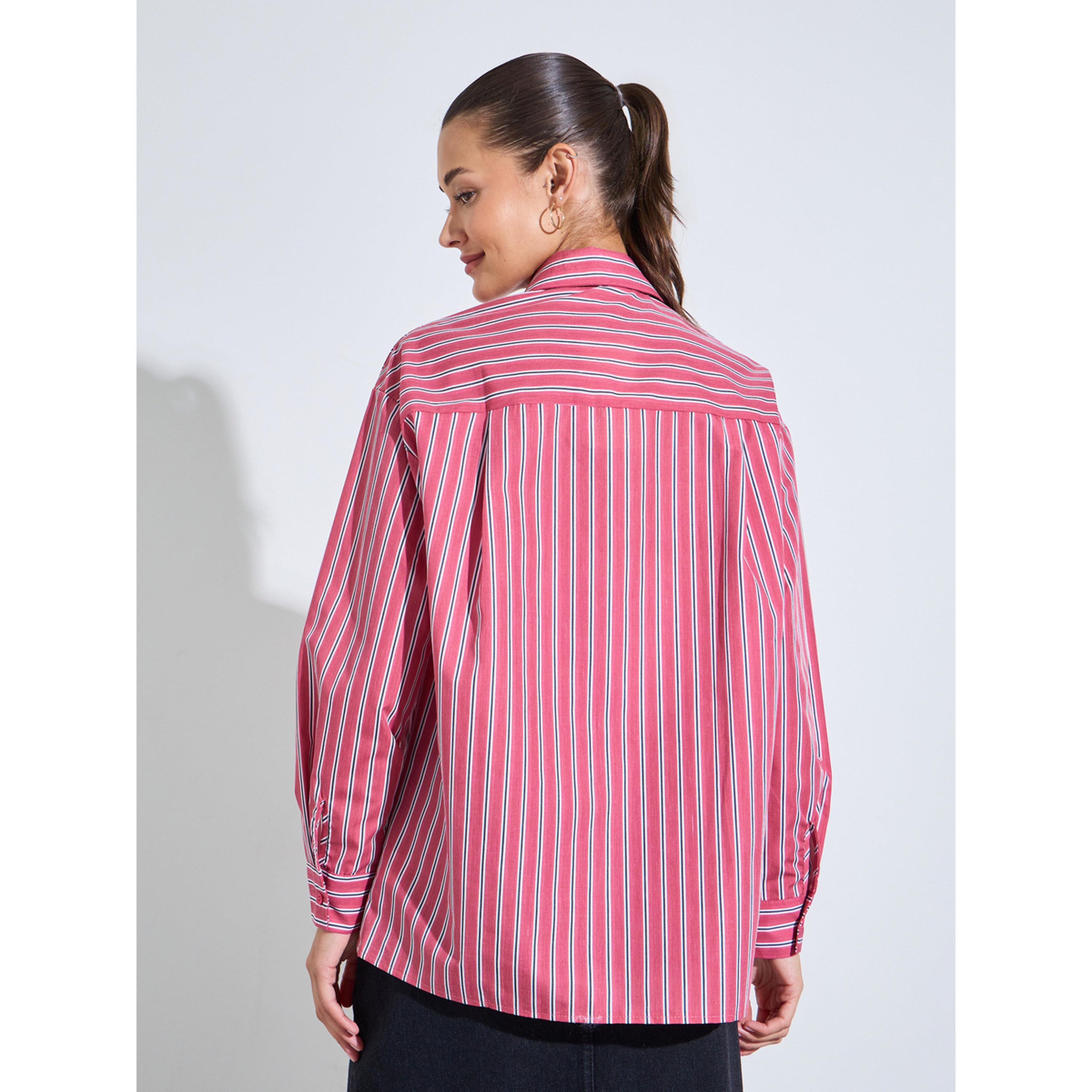 Styli Red Striped Long Sleeves Oversized Shirt-women-clothing-shirtsandblouses-shirts-image-3
