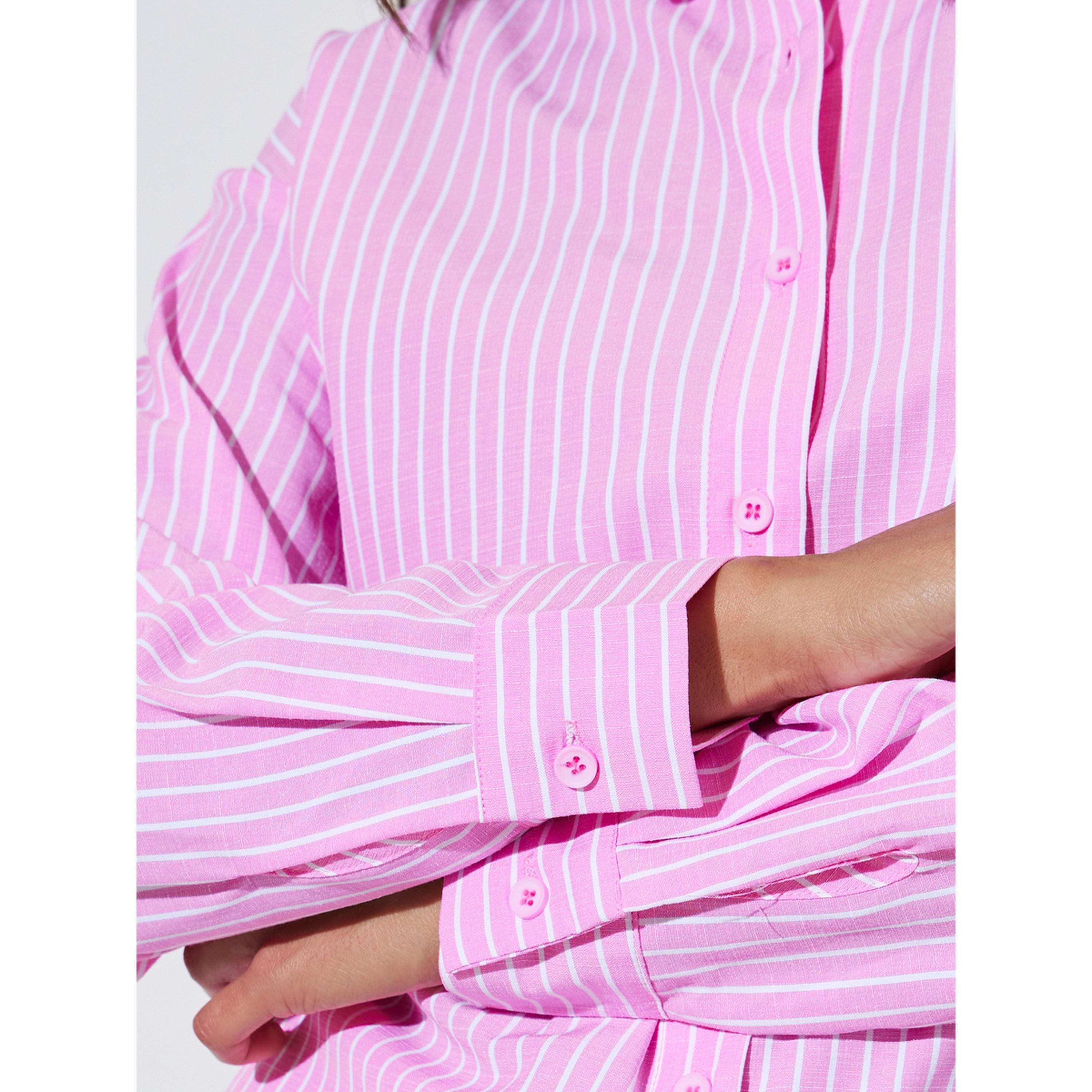 Styli Pink Striped Long Sleeves Oversized Shirt-women-clothing-shirtsandblouses-shirts-image-5