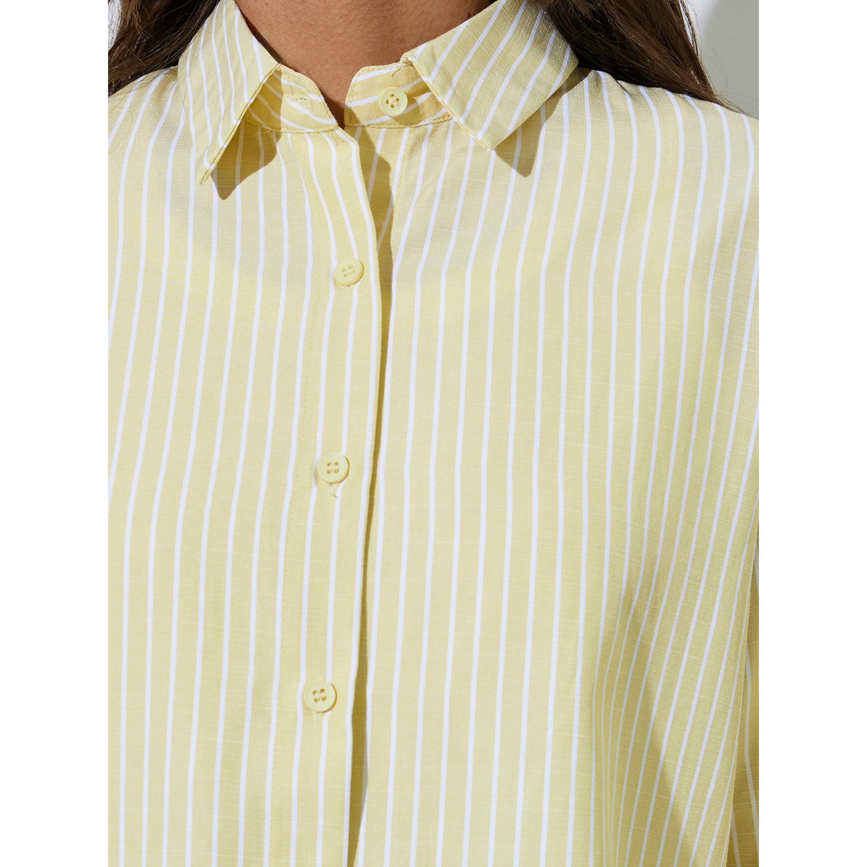 Styli Yellow Striped Long Sleeves Oversized Shirt-women-clothing-shirtsandblouses-shirts-image-5