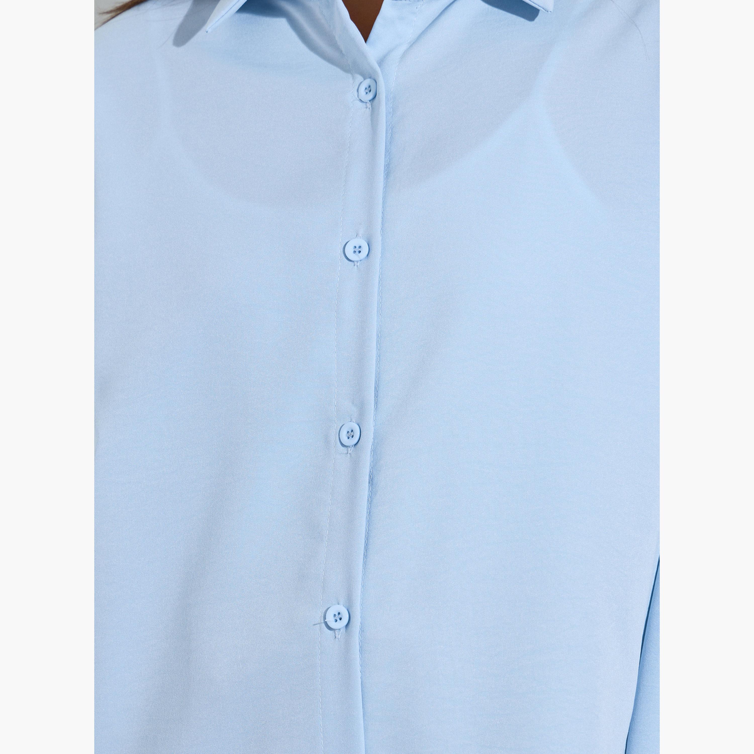 قميص واسع بأكمام طويلة بلون سادة لون أزرق فاتح-women-clothing-shirtsandblouses-shirts-image-6