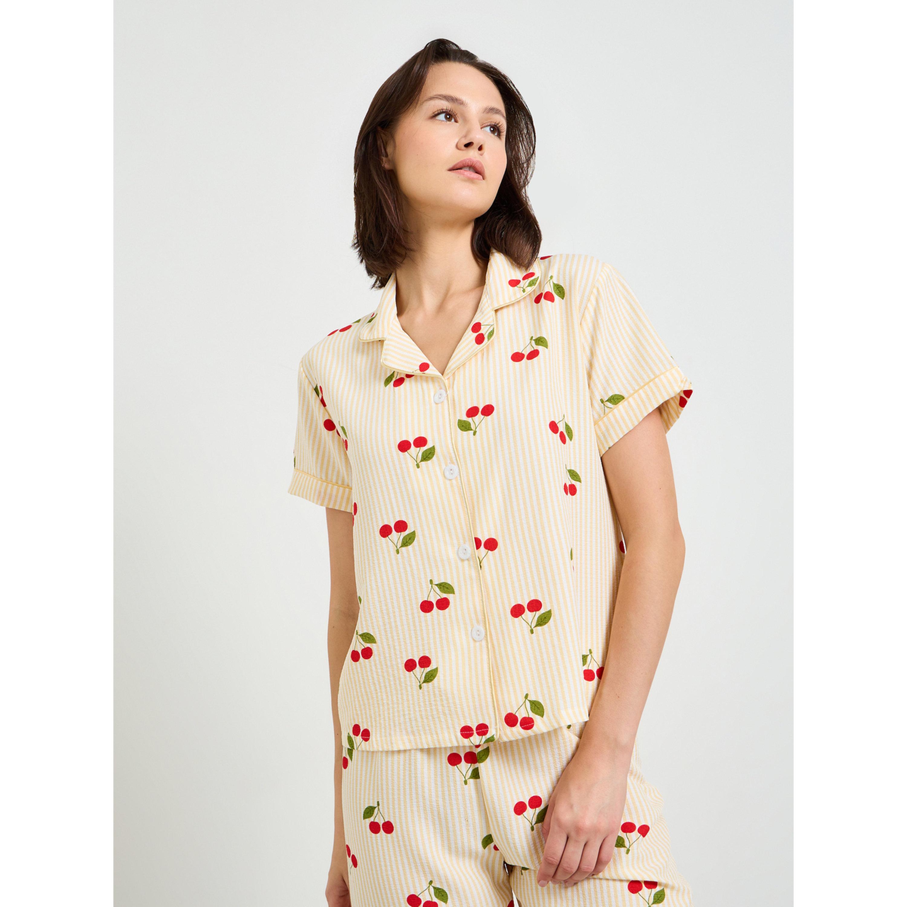 Take Two Cherry Print Striped Shirt and Pajama Set-women-clothing-nightwear-pyjamas-longsets-image-2
