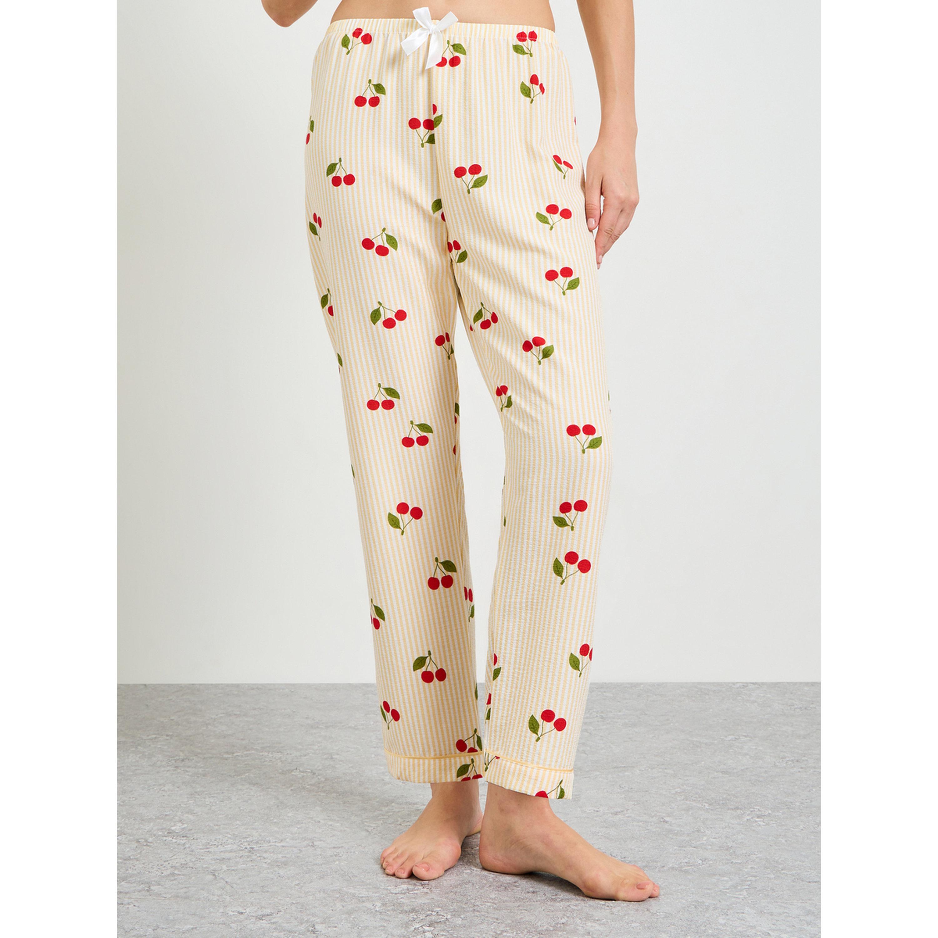 Take Two Cherry Print Striped Shirt and Pajama Set-women-clothing-nightwear-pyjamas-longsets-image-4