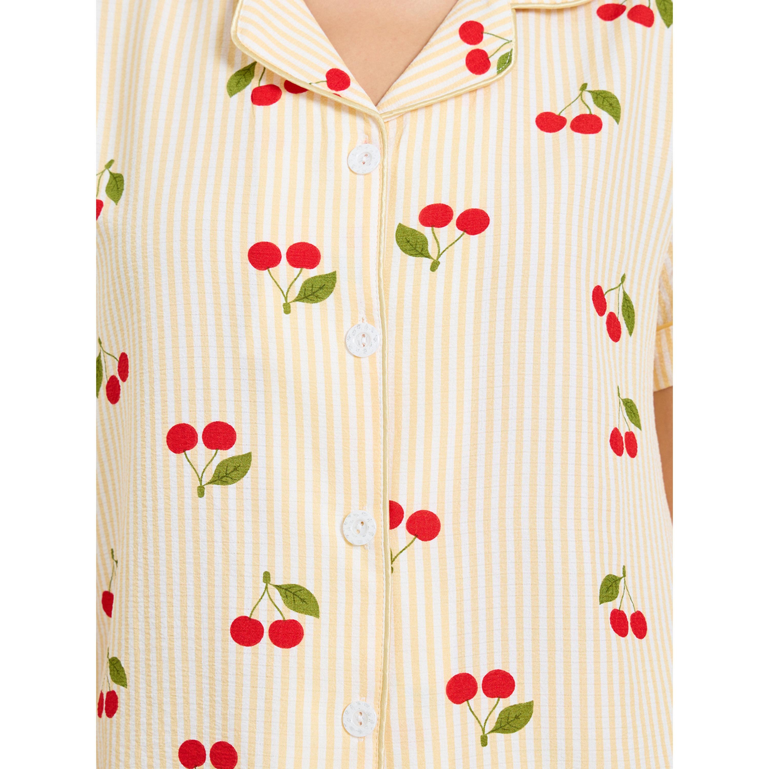 Take Two Cherry Print Striped Shirt and Pajama Set-women-clothing-nightwear-pyjamas-longsets-image-5
