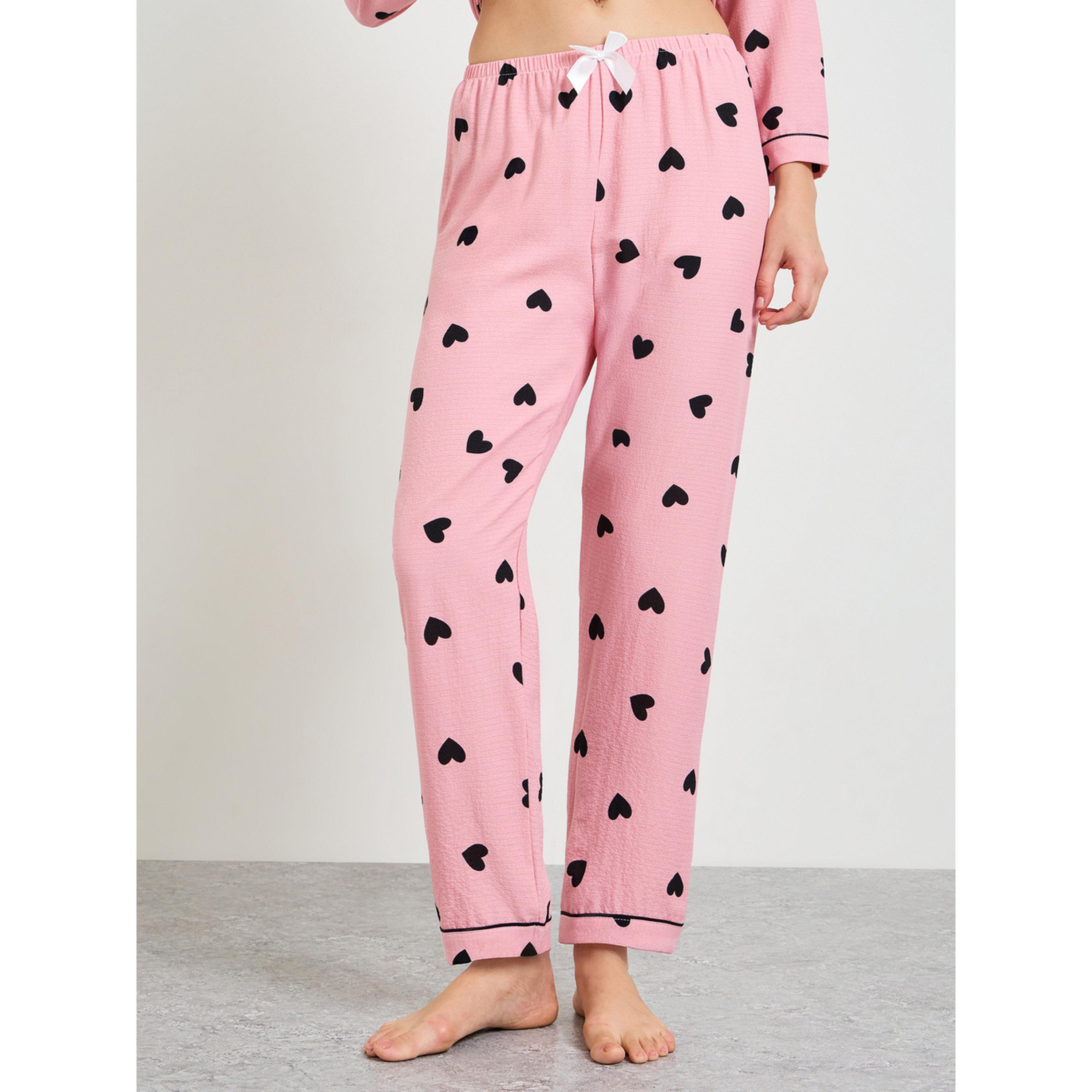 تيك تو - بيجاما بأكمام طويلة طبعة قلوب وردية-women-clothing-nightwear-pyjamas-longsets-image-4