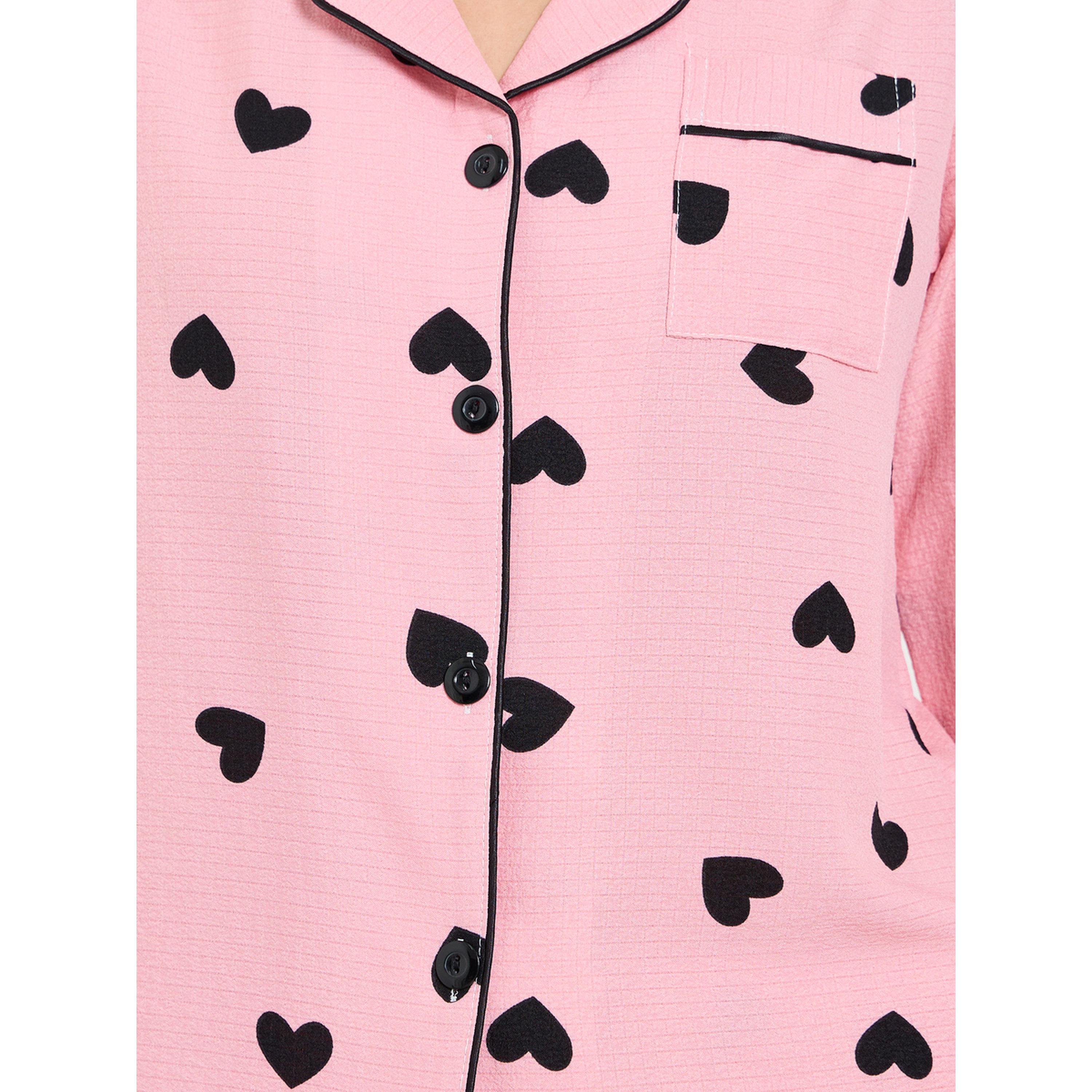 تيك تو - بيجاما بأكمام طويلة طبعة قلوب وردية-women-clothing-nightwear-pyjamas-longsets-image-5
