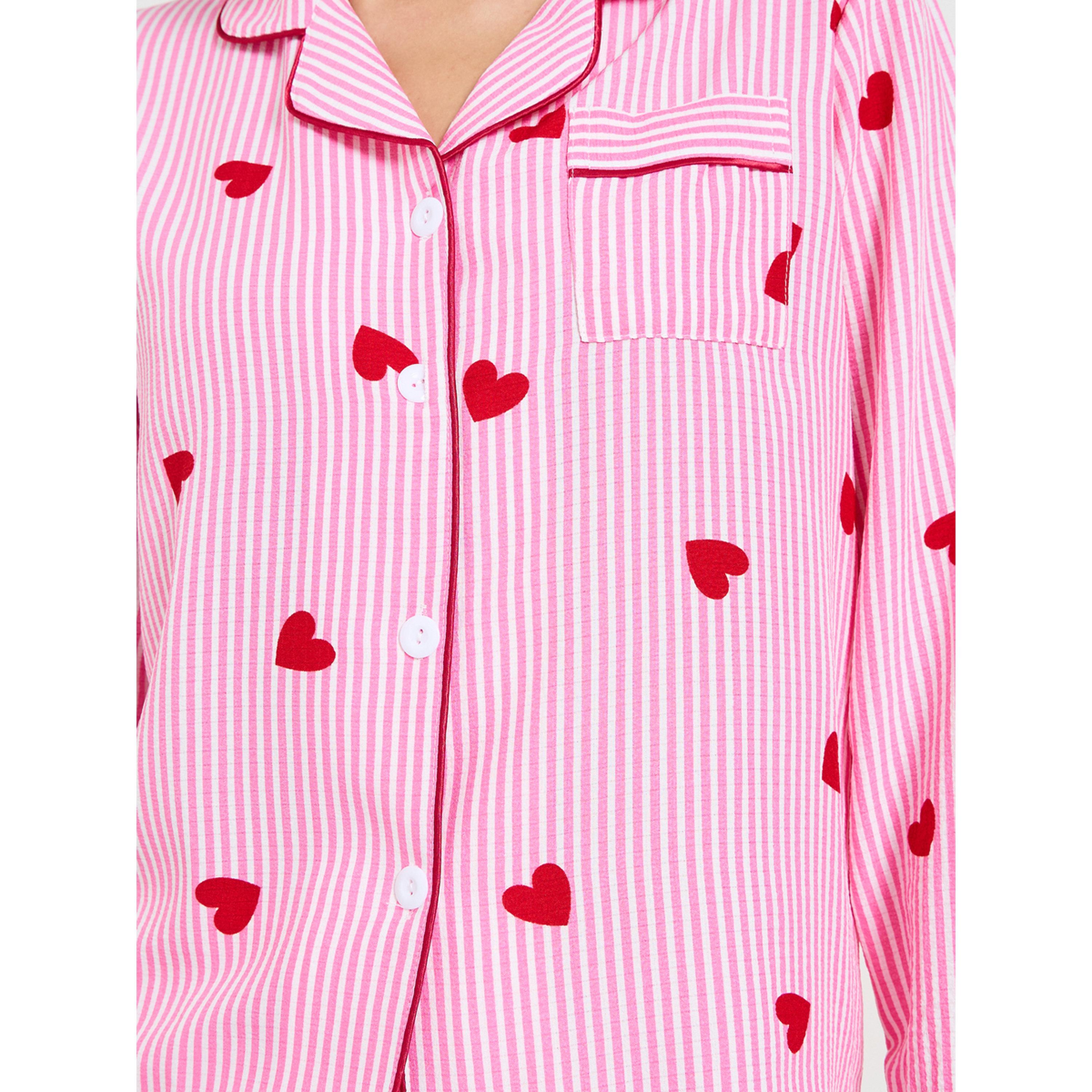 Take Two Pink Striped Heart Print Long Sleeve Pajama Set-women-clothing-nightwear-pyjamas-longsets-image-6
