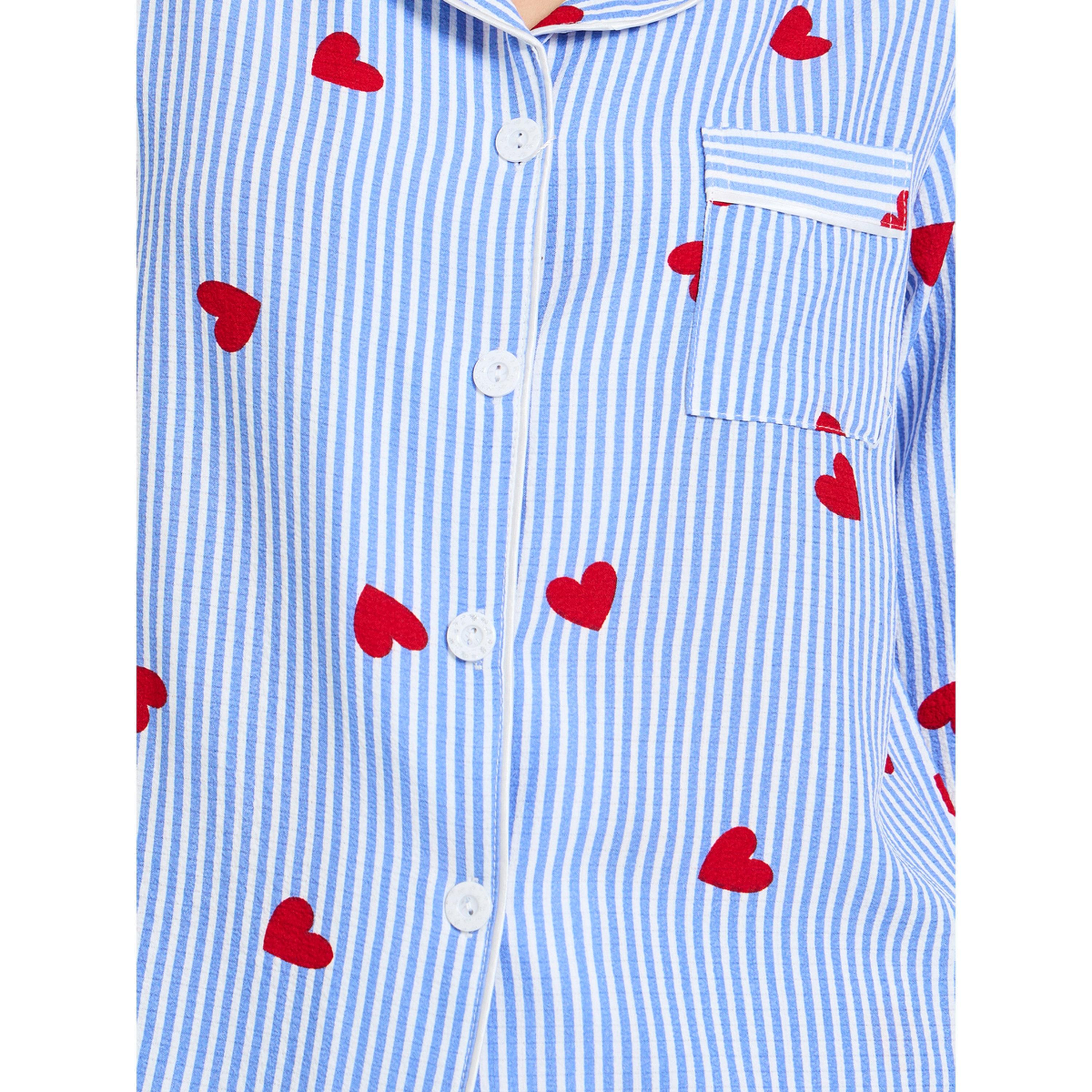 Take Two Blue Striped Heart Print Long Sleeve Pajama Set-women-clothing-nightwear-pyjamas-longsets-image-6