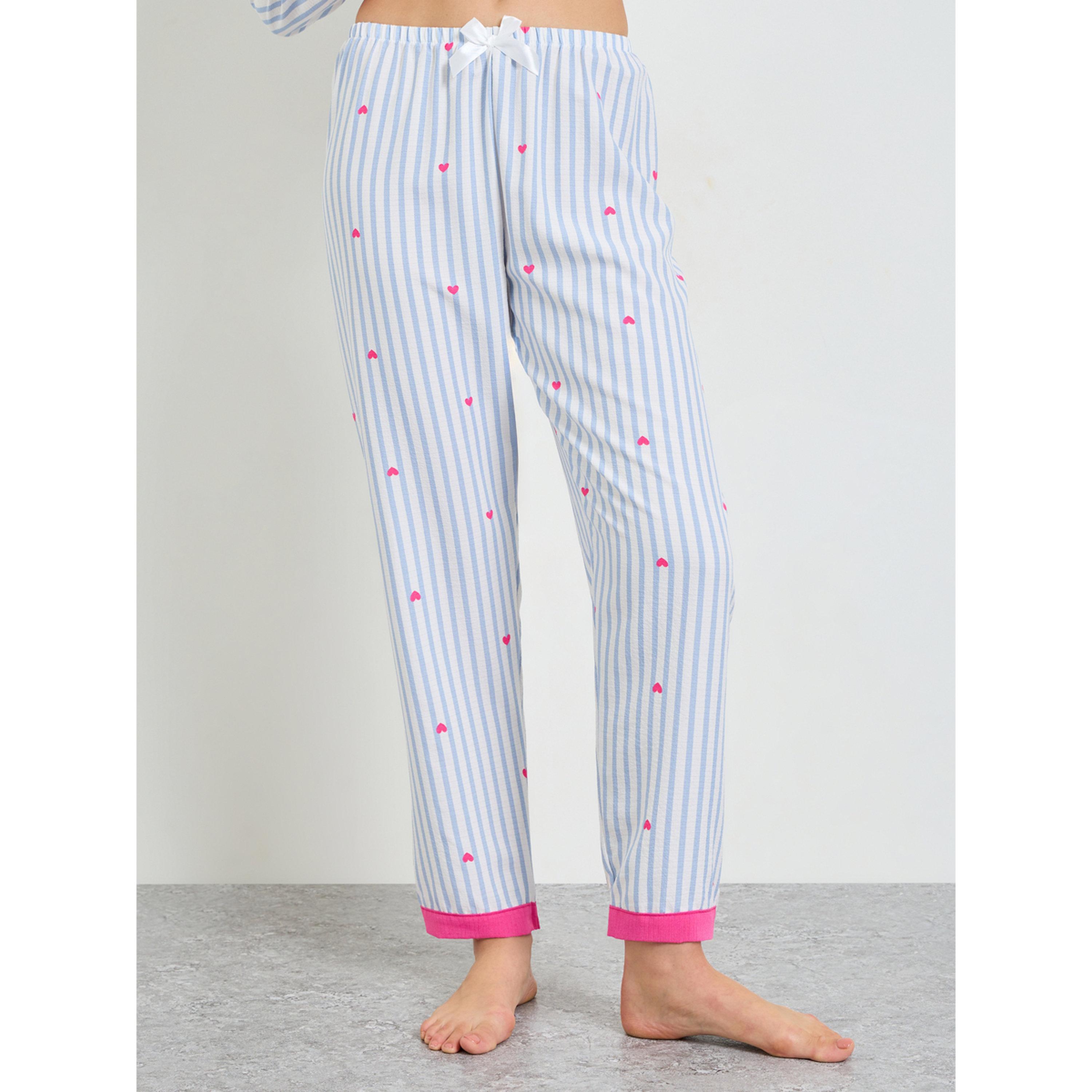 Take Two Striped and Heart Print Collared Pajama Set-women-clothing-nightwear-pyjamas-longsets-image-4
