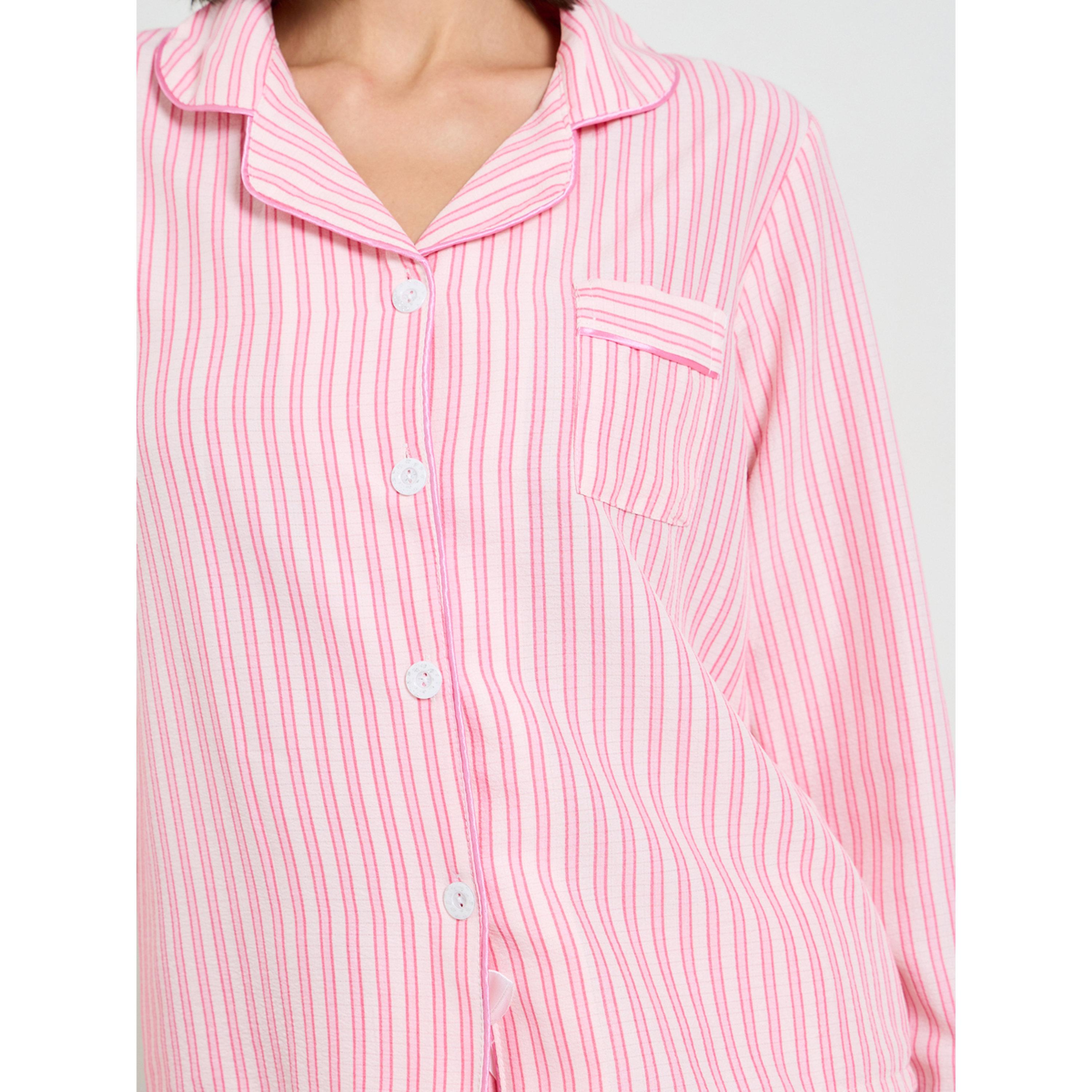 Take Two Pink Striped Polyester Pajama Set with Long Sleeves-women-clothing-nightwear-pyjamas-longsets-image-5