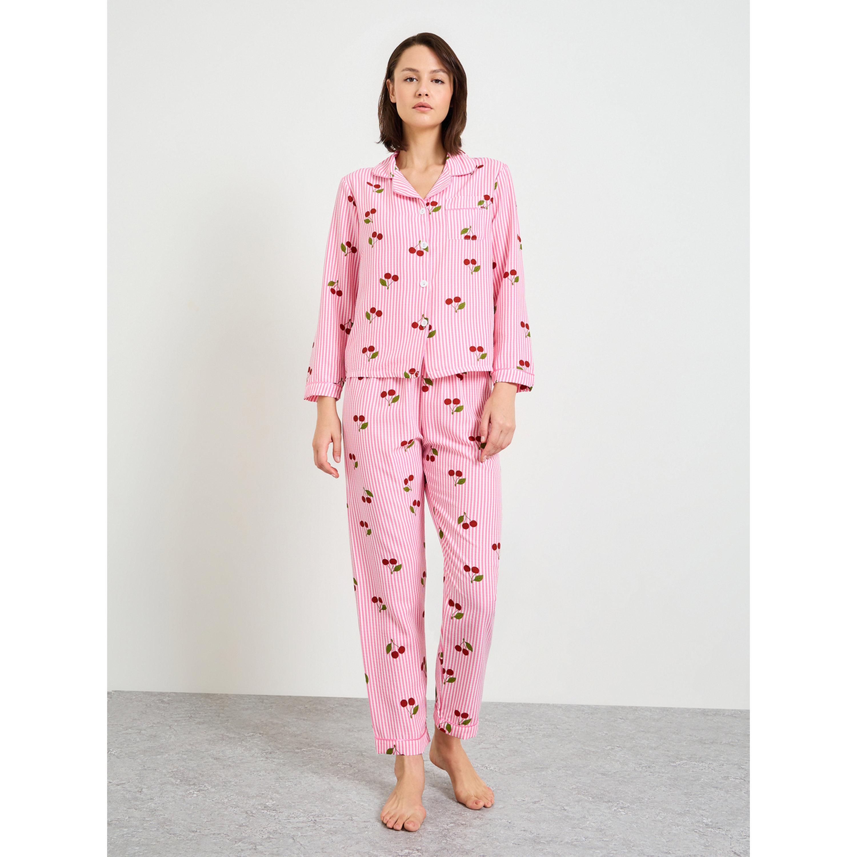 Take Two Striped Cherry Print Pajama Set with Long Sleeves-women-clothing-nightwear-pyjamas-longsets-image-1
