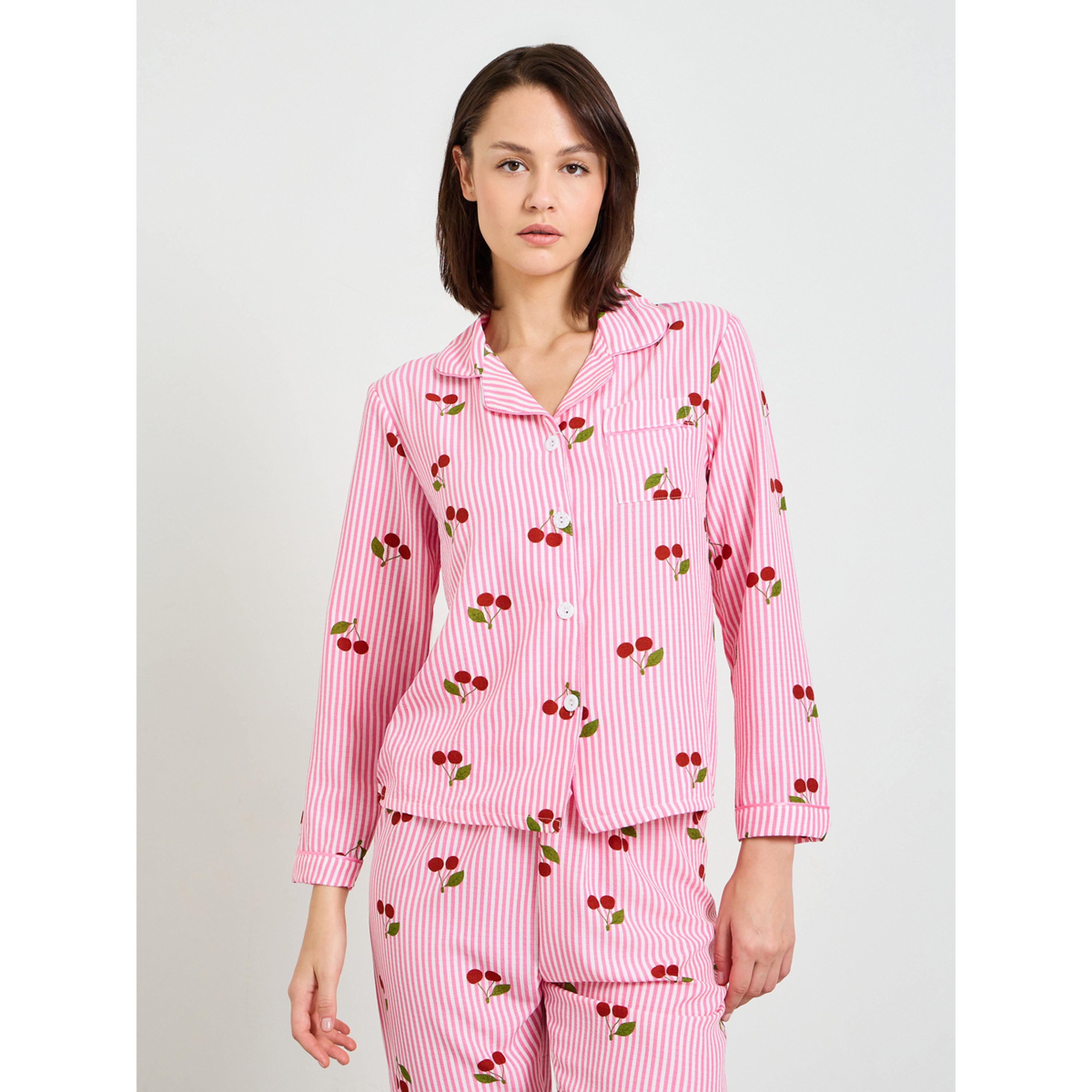 Take Two Striped Cherry Print Pajama Set with Long Sleeves-women-clothing-nightwear-pyjamas-longsets-image-2