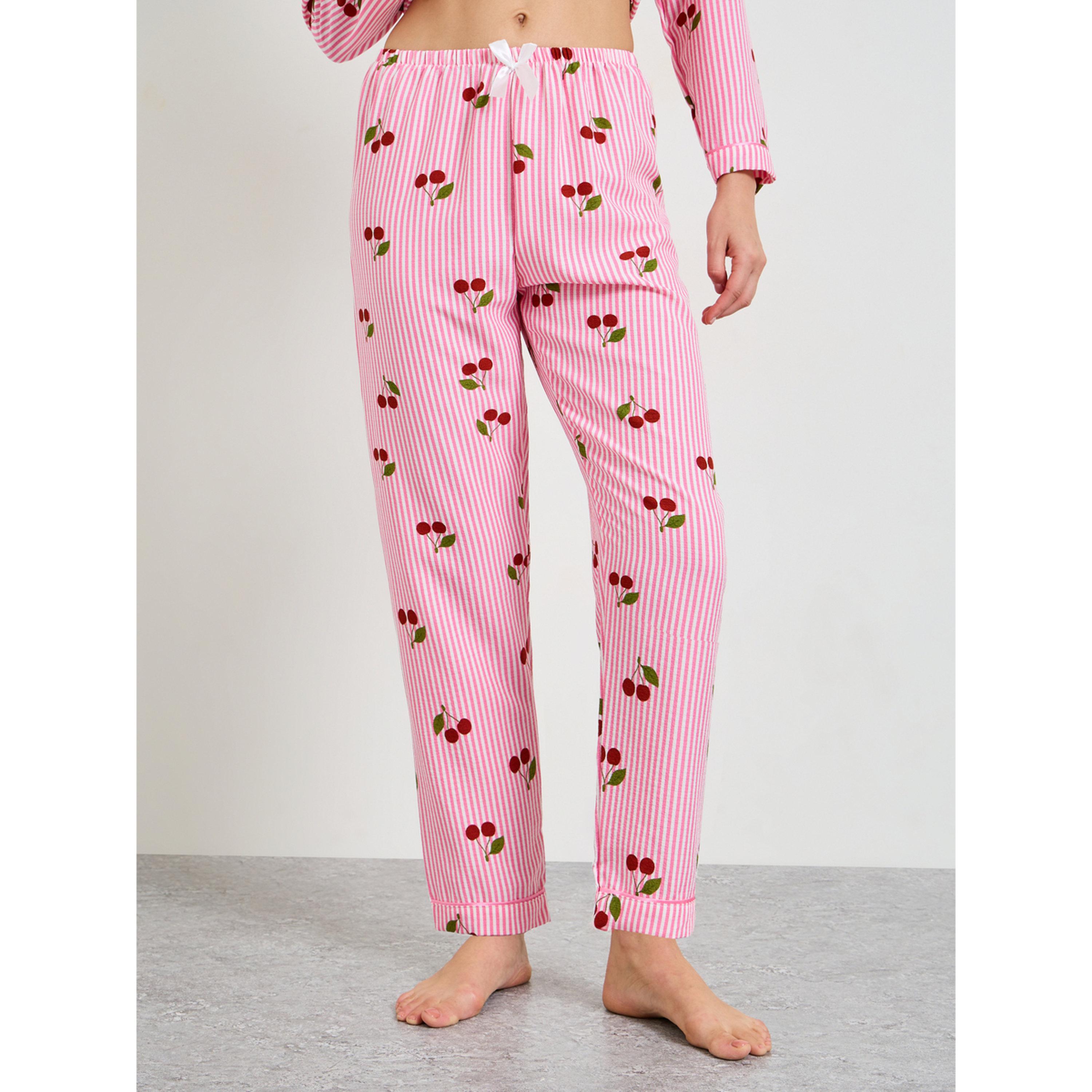 Take Two Striped Cherry Print Pajama Set with Long Sleeves-women-clothing-nightwear-pyjamas-longsets-image-4