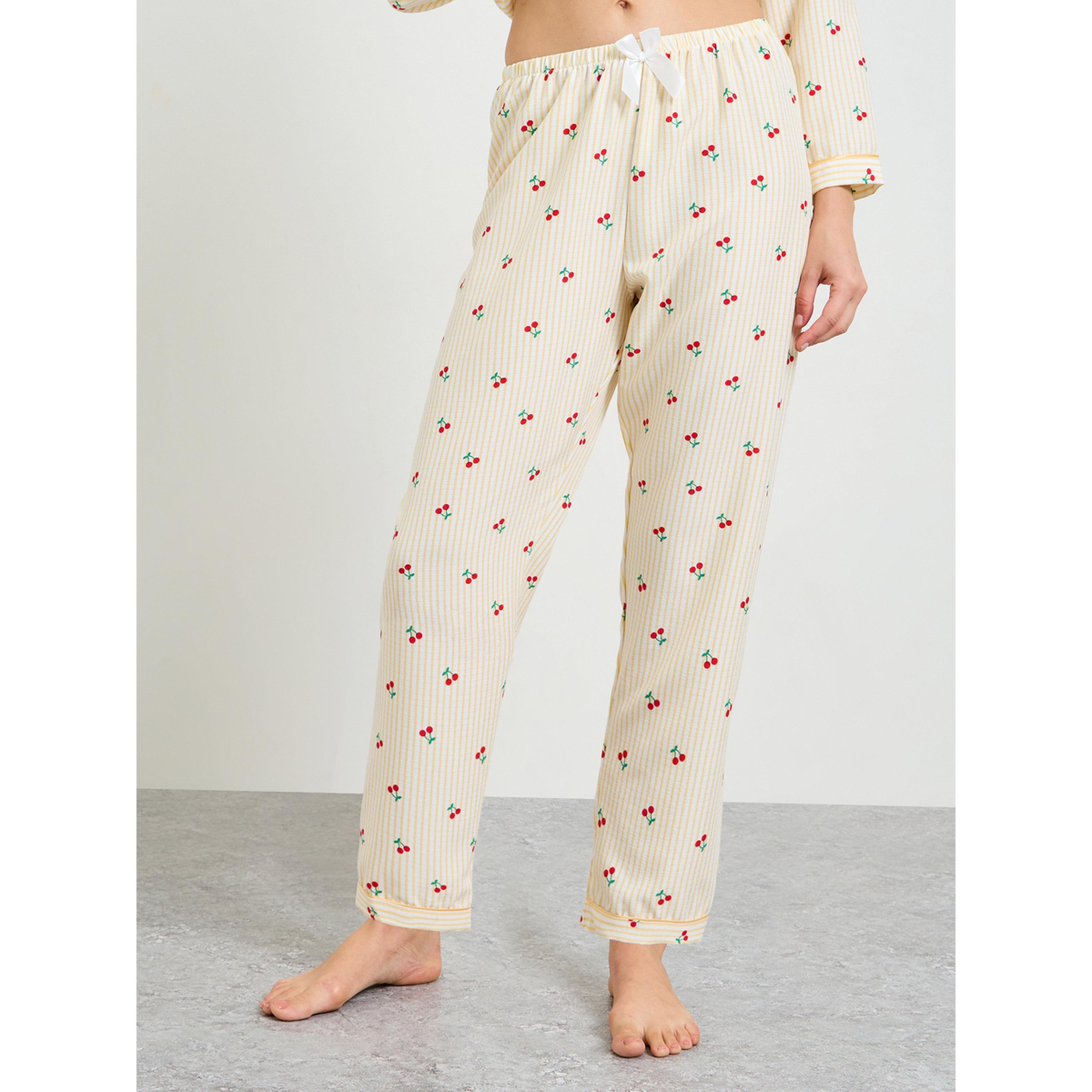 Take Two Striped Cherry Print Long Sleeve Pajama Set-women-clothing-nightwear-pyjamas-longsets-image-4