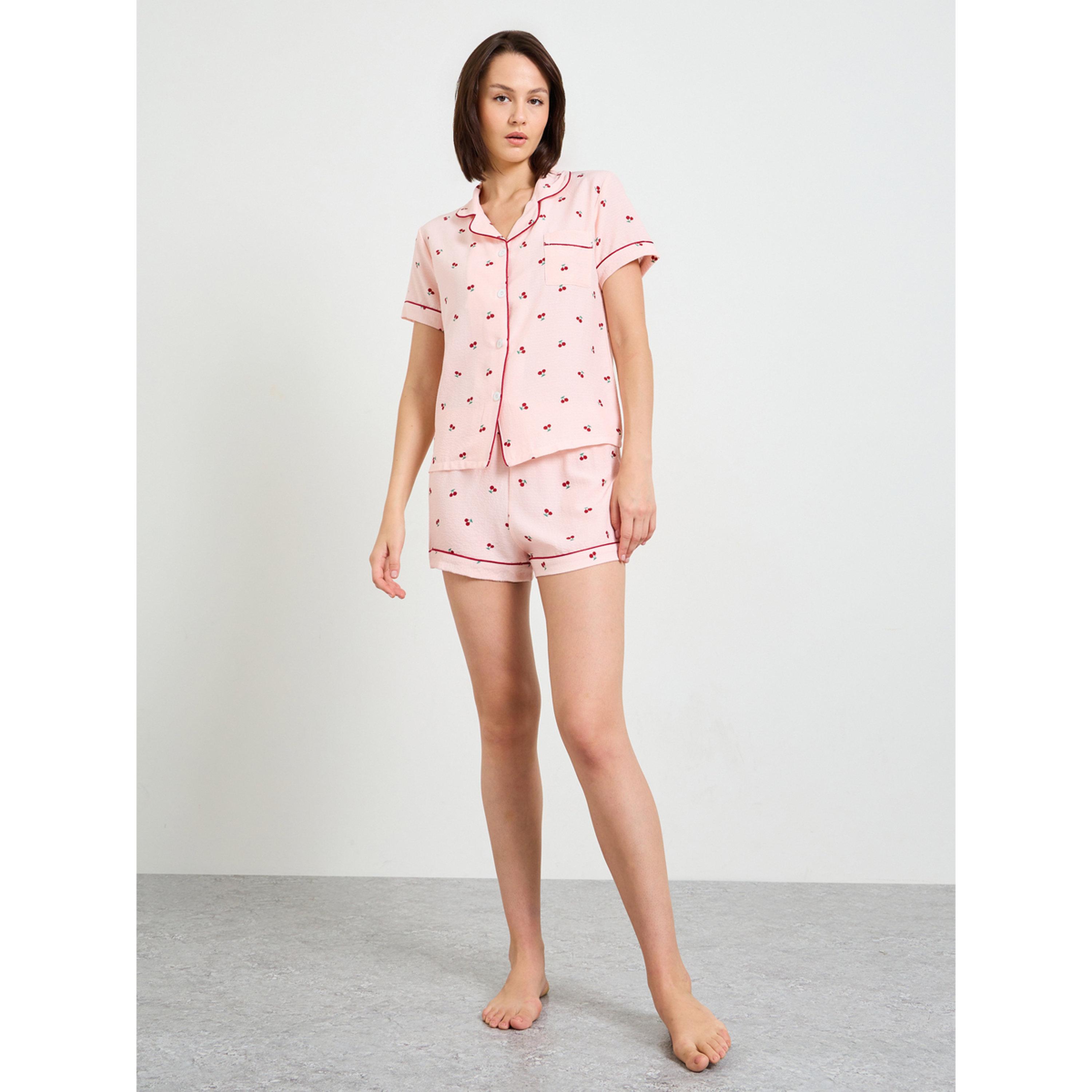 تيك تو - بيجاما بأكمام قصيرة نقشة الكرز-women-clothing-nightwear-pyjamas-shortsets-image-2