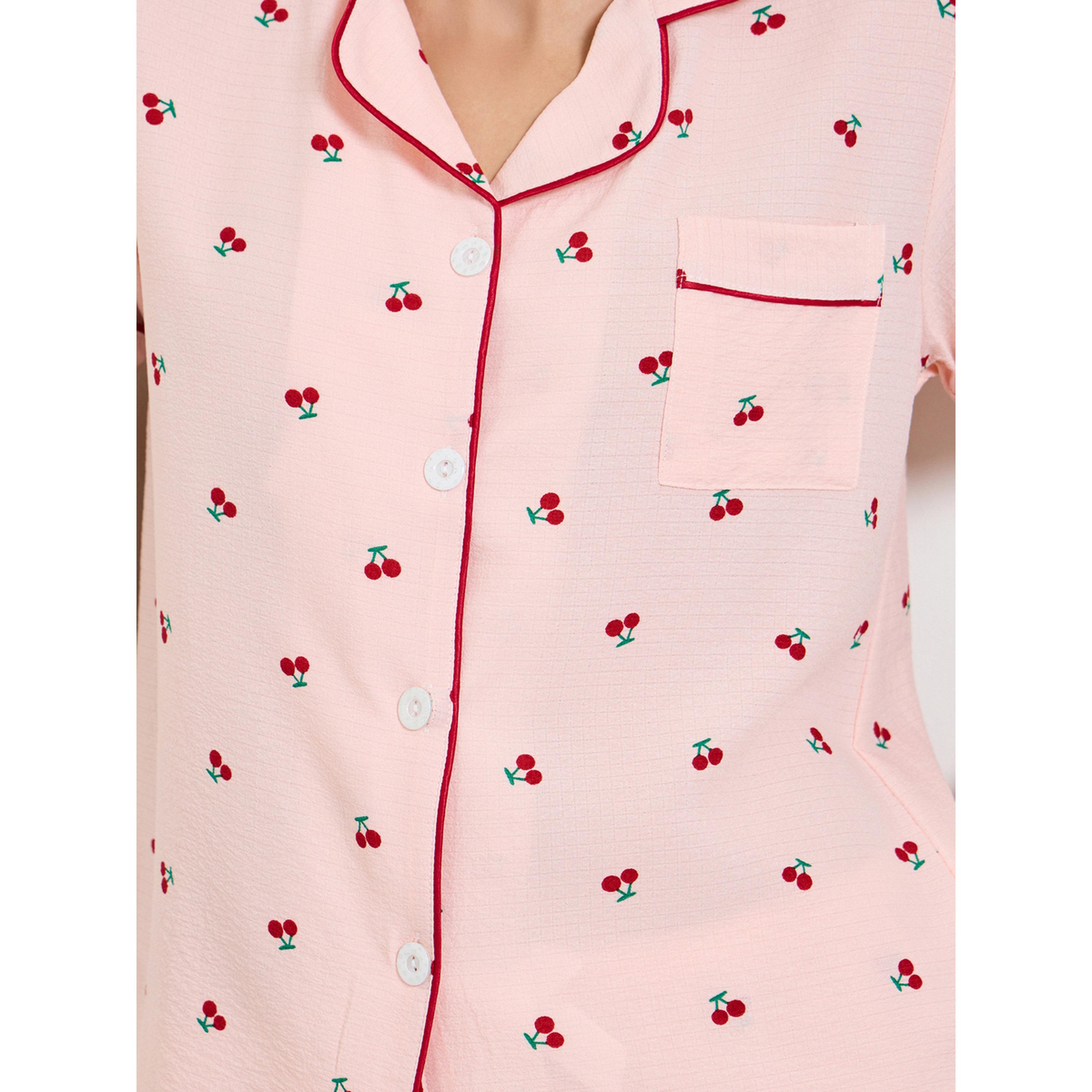 تيك تو - بيجاما بأكمام قصيرة نقشة الكرز-women-clothing-nightwear-pyjamas-shortsets-image-5