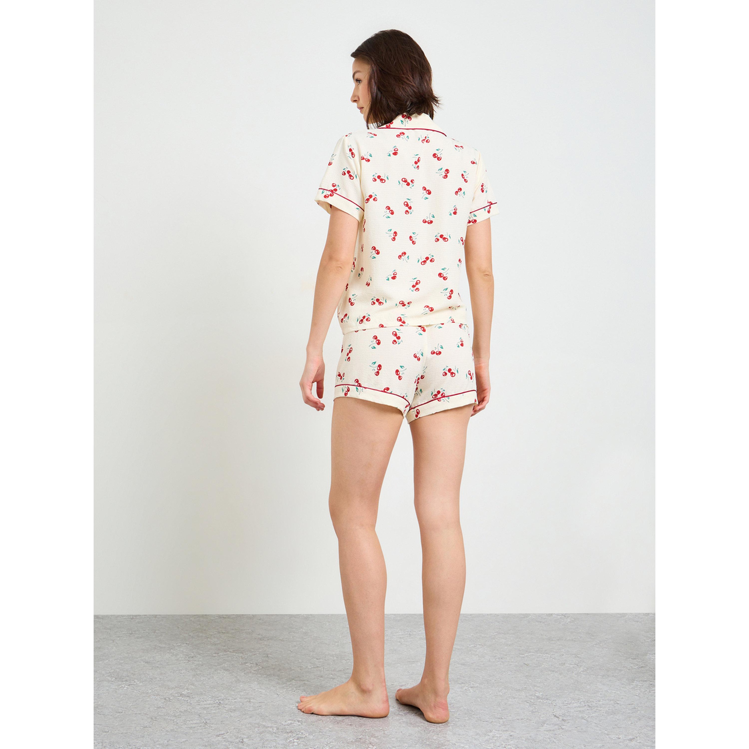 تيك تو - بيجاما بأكمام قصيرة نقشة الكرز-women-clothing-nightwear-pyjamas-shortsets-image-3