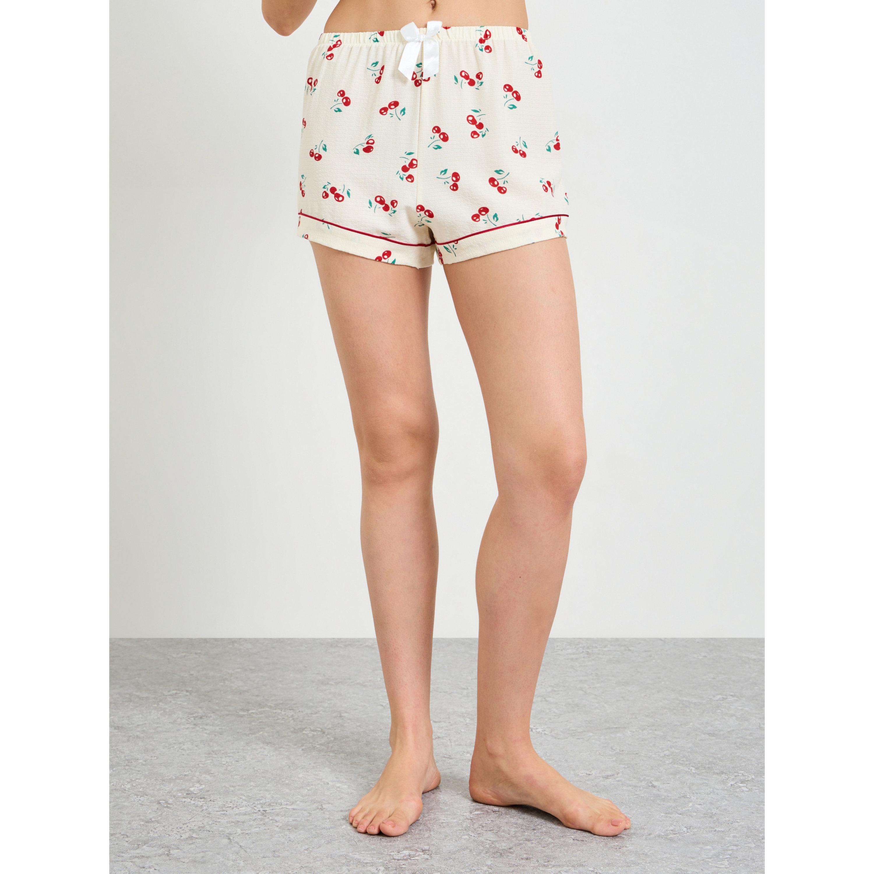 تيك تو - بيجاما بأكمام قصيرة نقشة الكرز-women-clothing-nightwear-pyjamas-shortsets-image-4