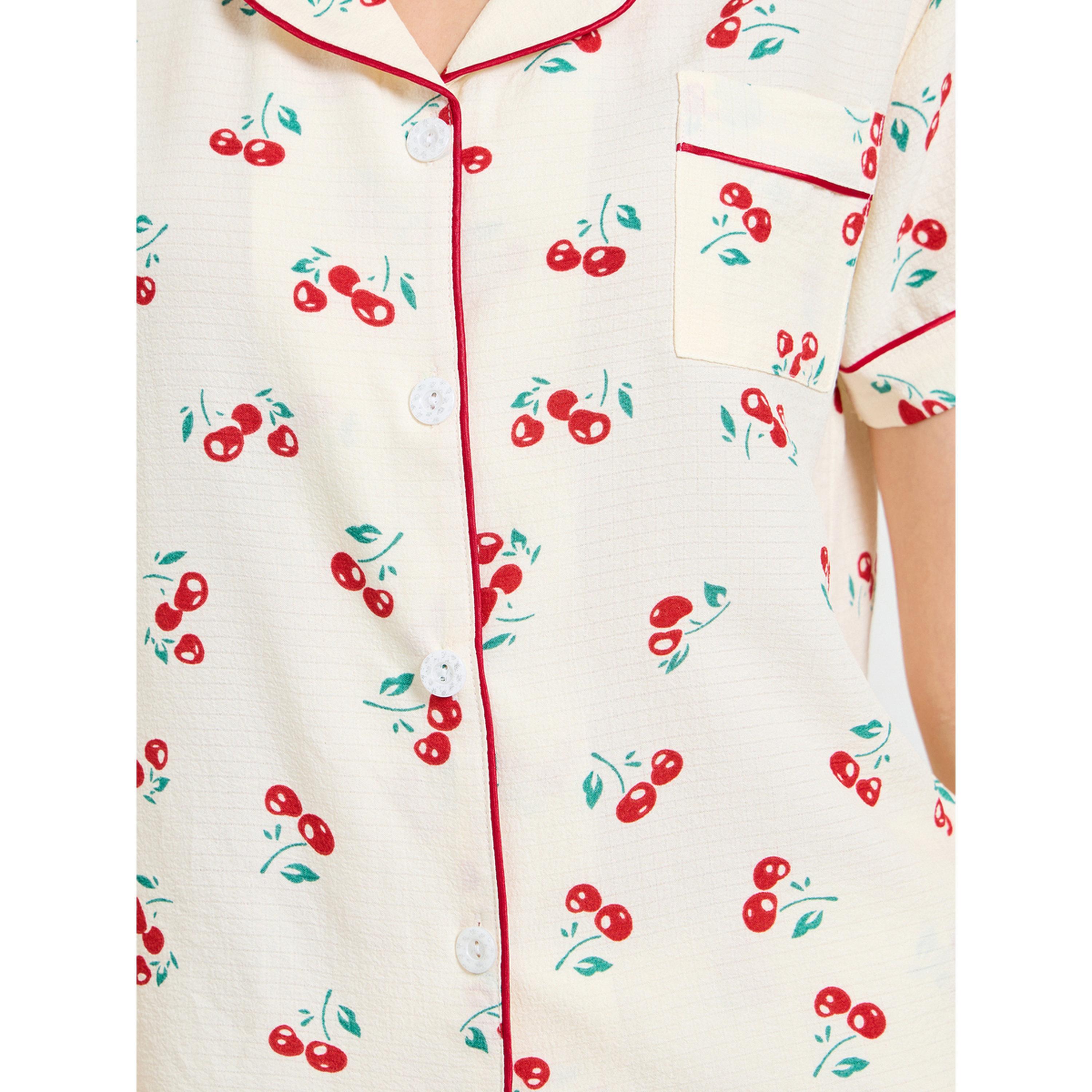 تيك تو - بيجاما بأكمام قصيرة نقشة الكرز-women-clothing-nightwear-pyjamas-shortsets-image-5