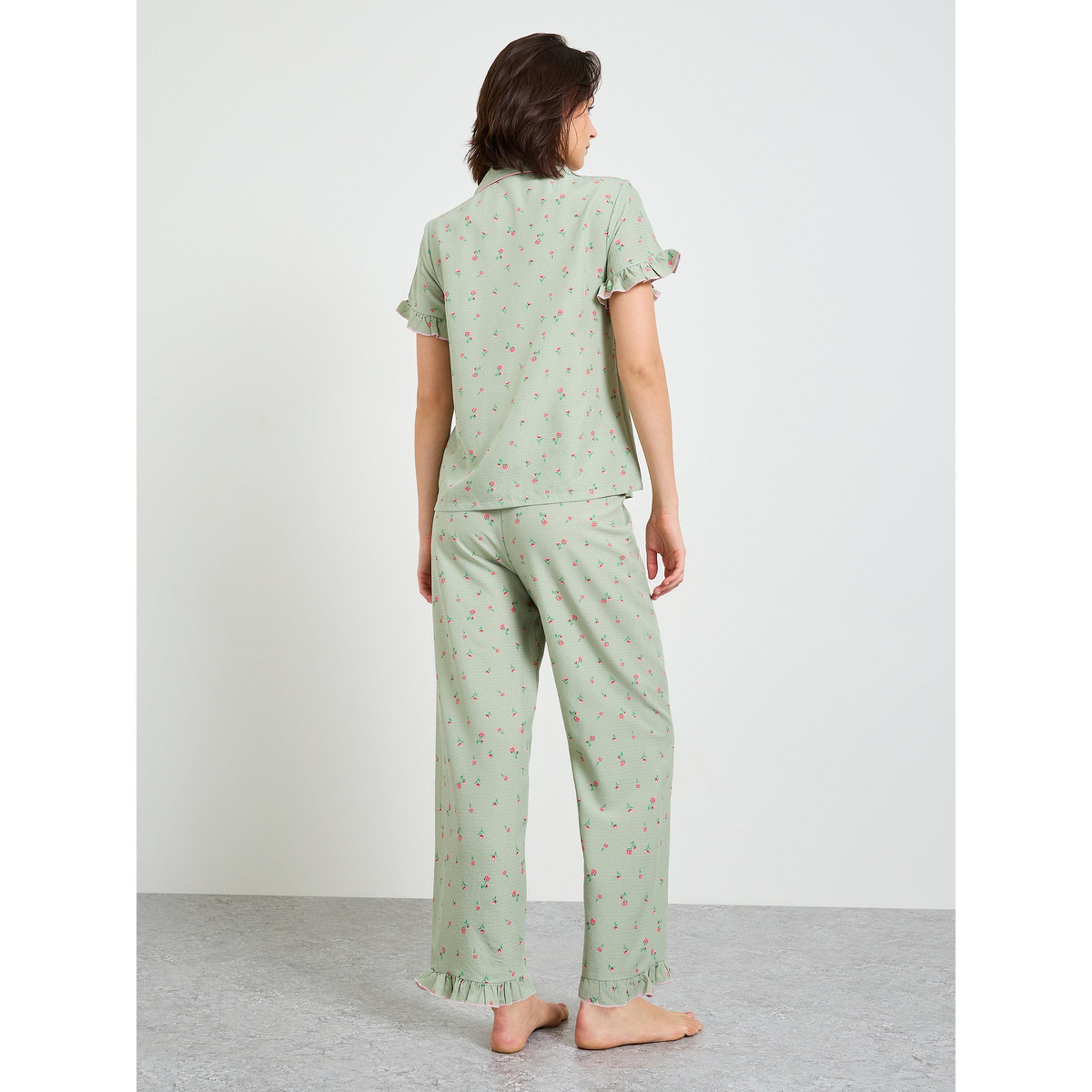 تيك تو - بيجاما بأكمام قصيرة طبعة زهور وكشكشة-women-clothing-nightwear-pyjamas-longsets-image-3